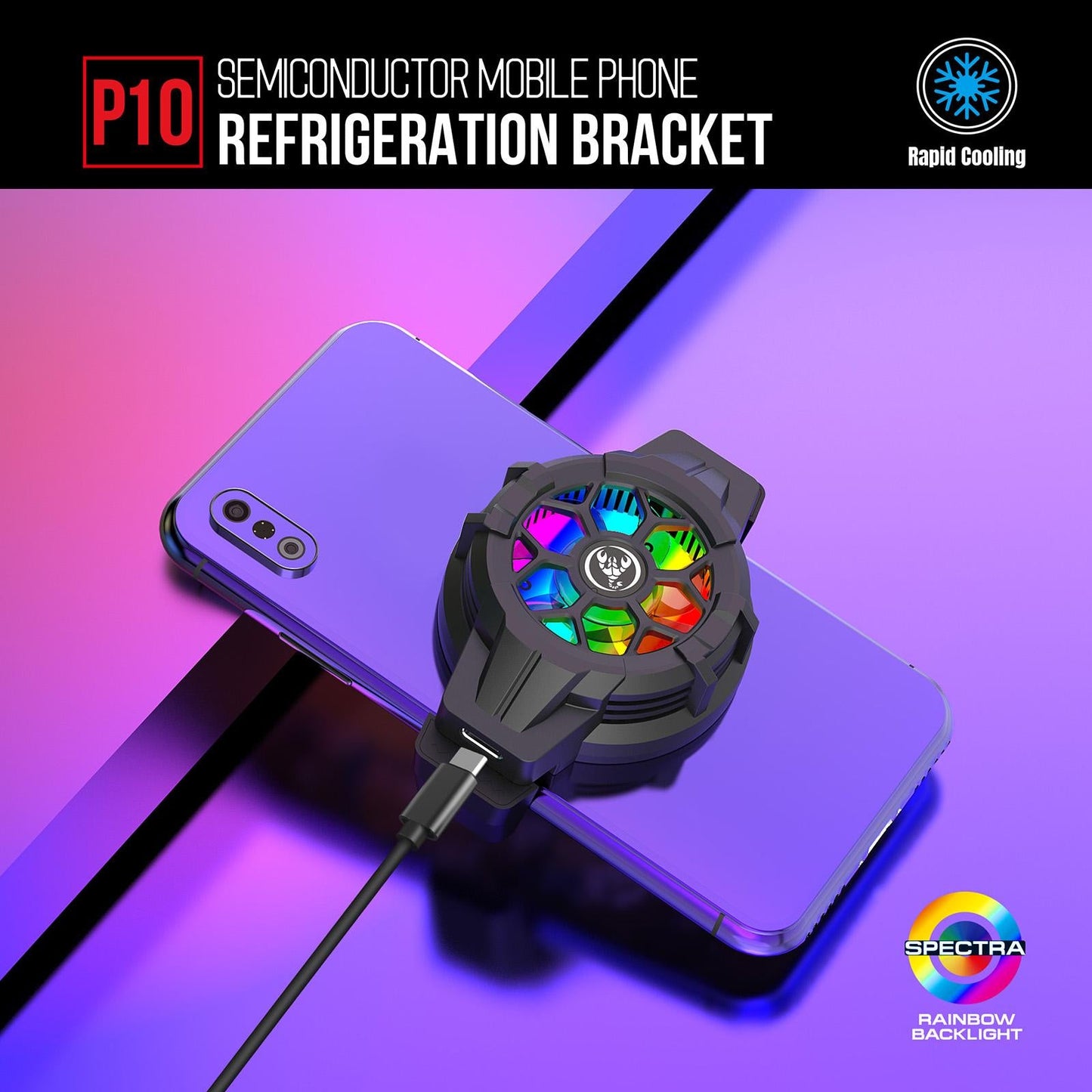 Mobile Phone Radiator Retractable for Live Stream for 4 to 6.5 Phones Black"