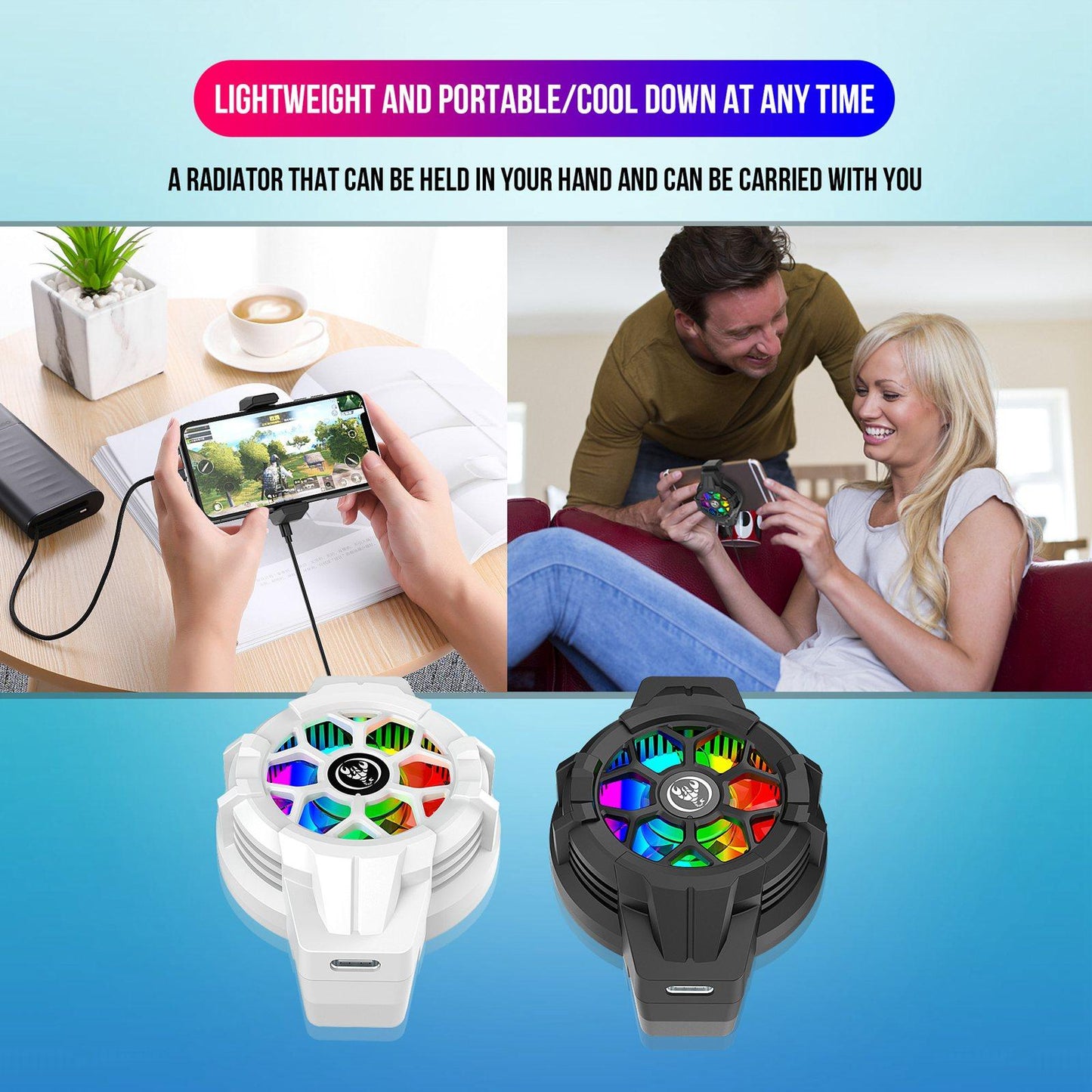 Mobile Phone Radiator Retractable for Live Stream for 4 to 6.5 Phones White"