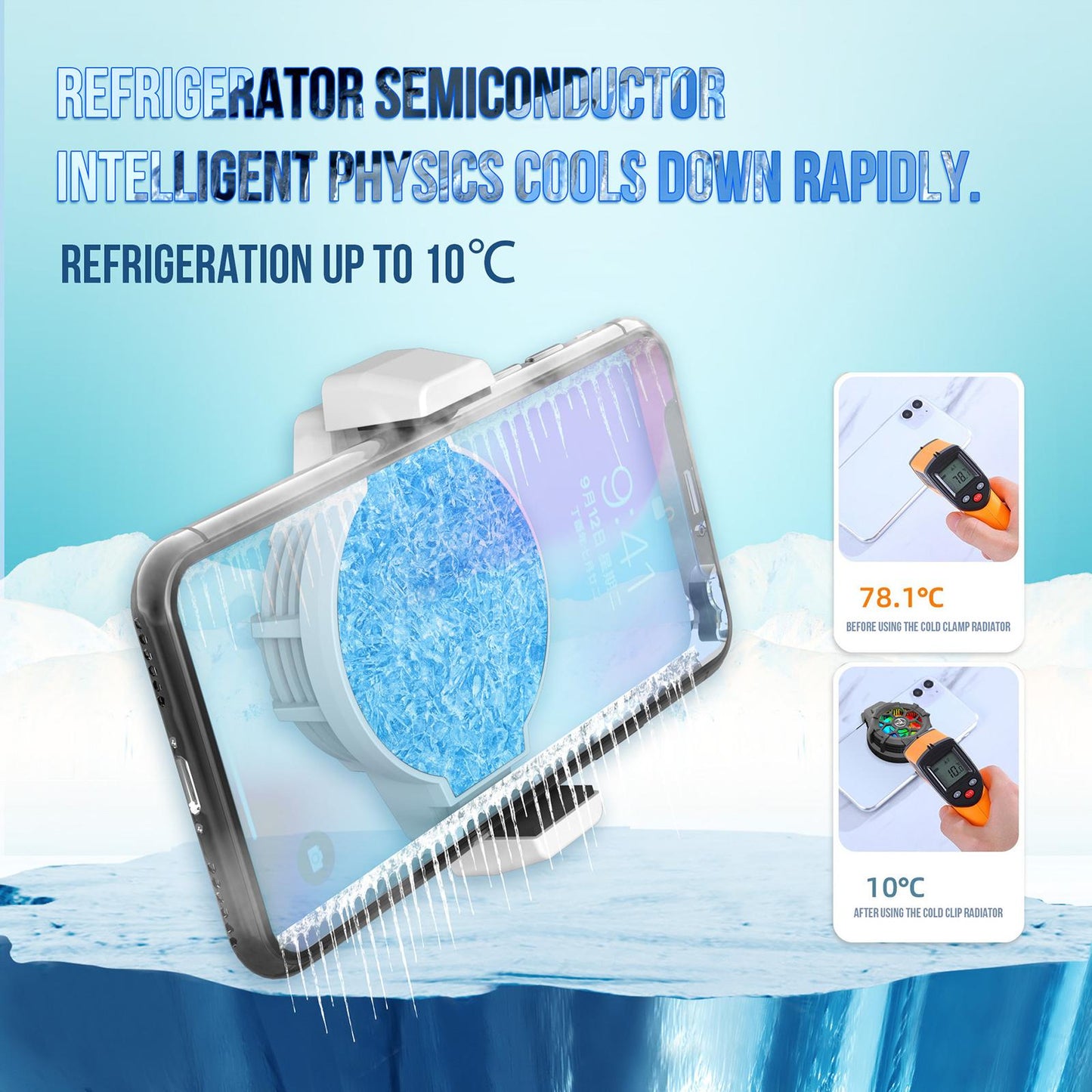 Mobile Phone Radiator Retractable for Live Stream for 4 to 6.5 Phones White"