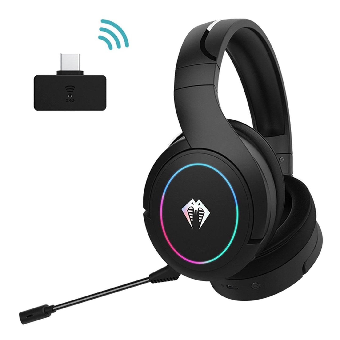 Gaming Headset Noise Cancellation for Travel USB to Type-C Adapter black