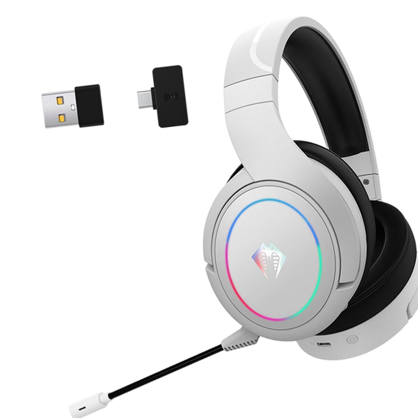 Gaming Headset Noise Cancellation for Travel USB to Type-C Adapter white