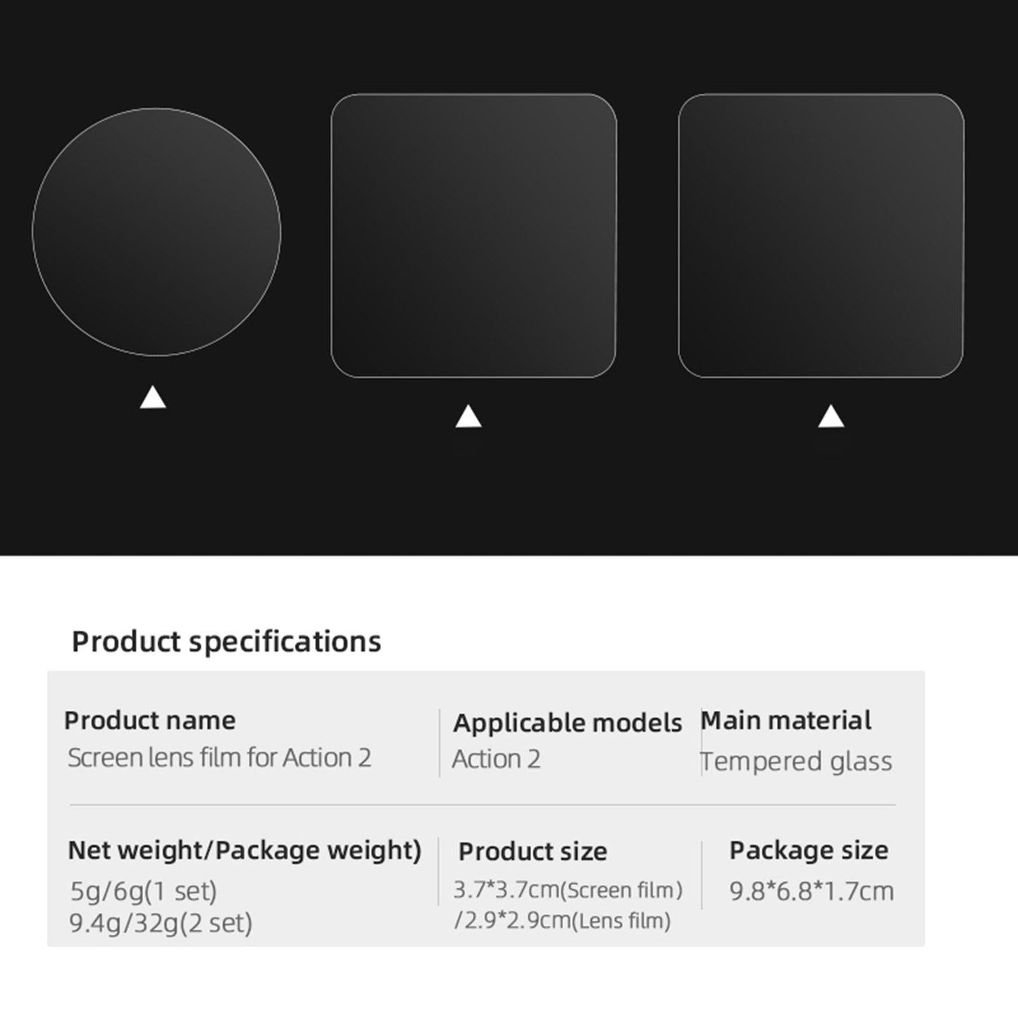 Action Protector Screen Film for DJI Action 2 Screen Protector Foils Set 1