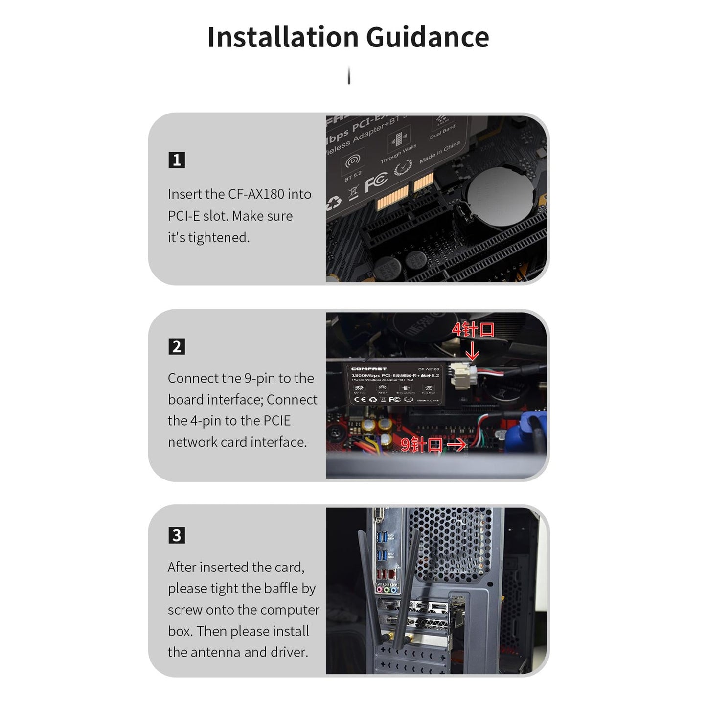 Gigabit Ethernet PCI-E CF-AX180 for Windows 10 Desktop PC Keyboard