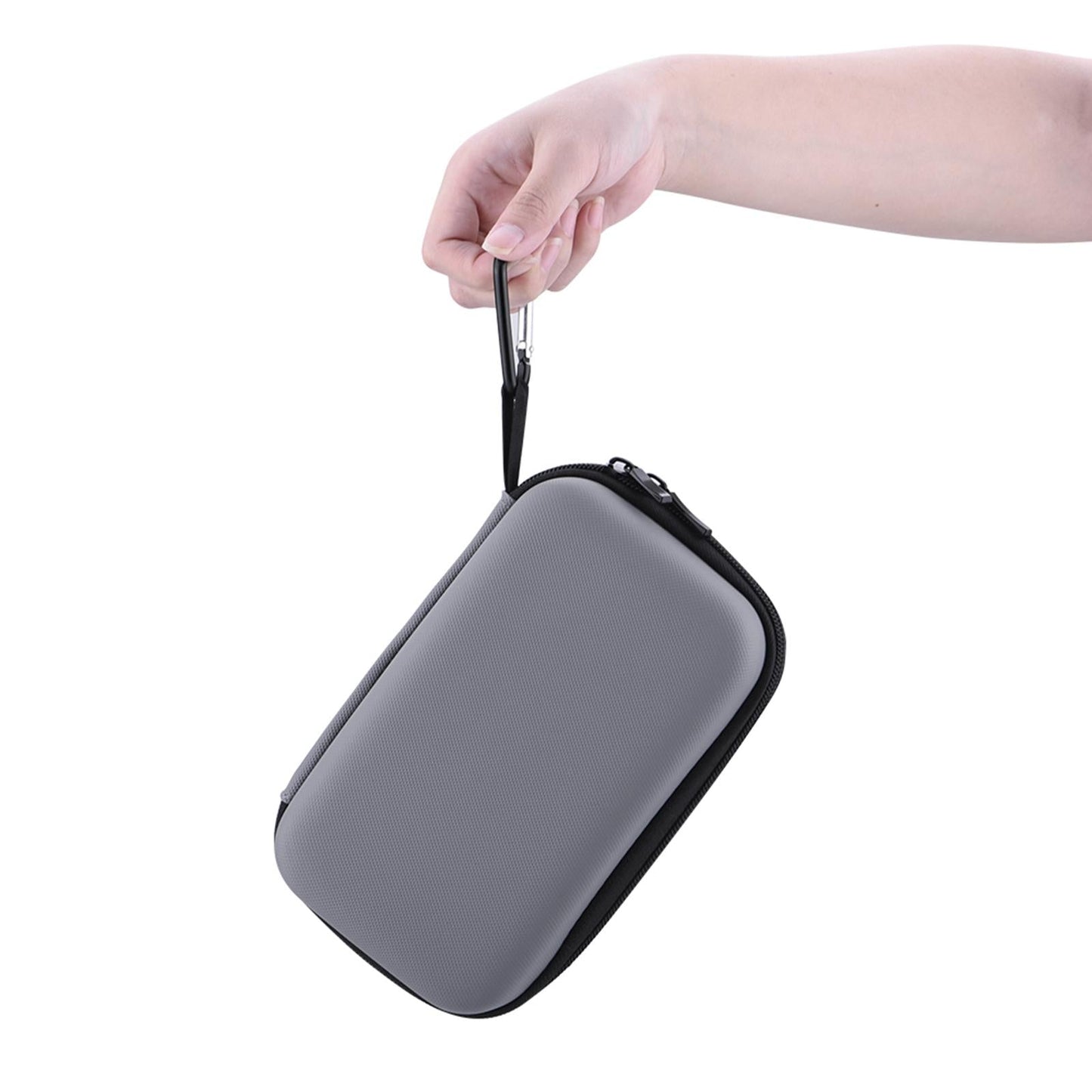 Portable Carrying Box W/ Carabiner Hardshell Handbag for DJI Action 2 Gray