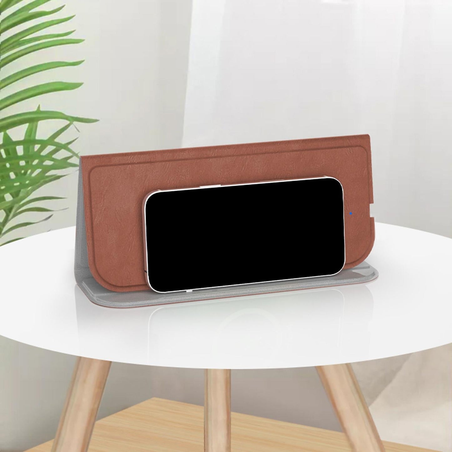 Foldable 15W Wireless Charging Mouse Pad Non-Slip for Gaming Phones Office Brown