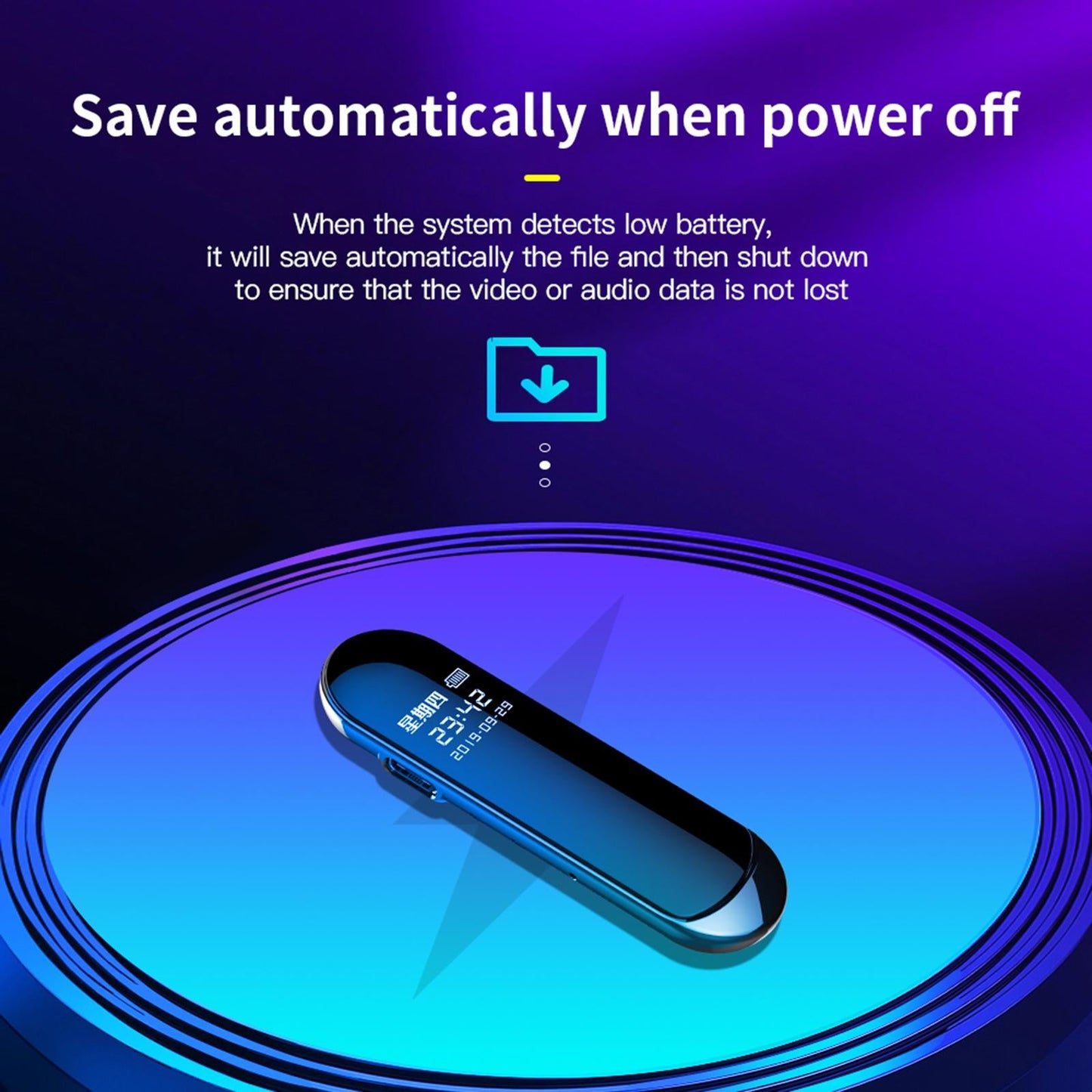 Mini Back Clip Voice Recorder 1080P 300mAh for Meeting Indoor Outdoor 64GB