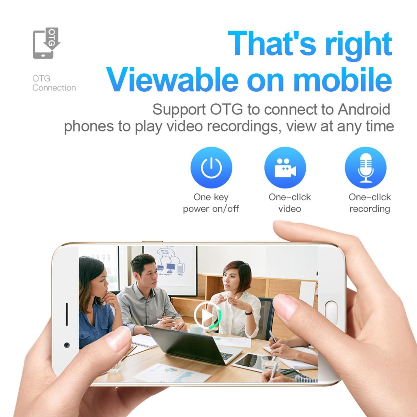 Mini Back Clip Voice Recorder 1080P 300mAh for Meeting Indoor Outdoor 8GB