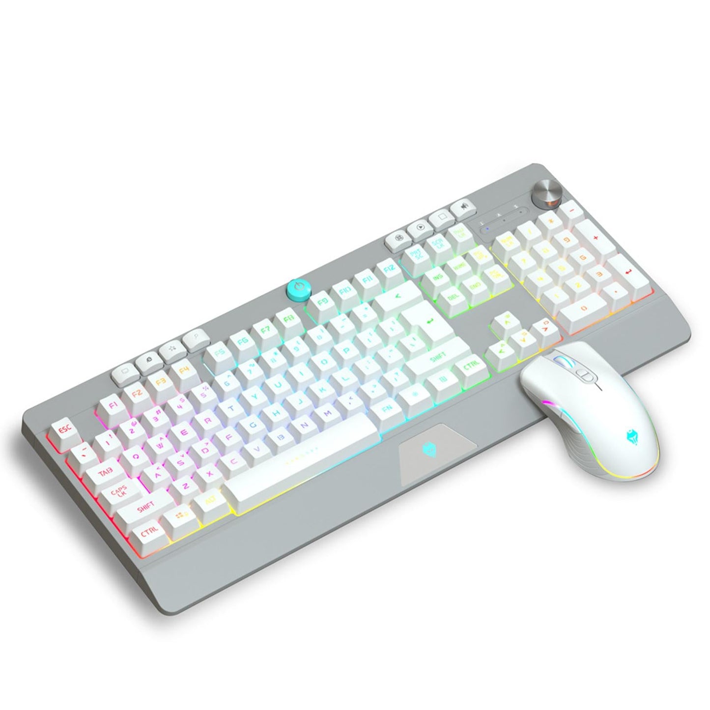Gaming Keyboard and Mouse Set Standard Adjustable for Gamer Desktop White