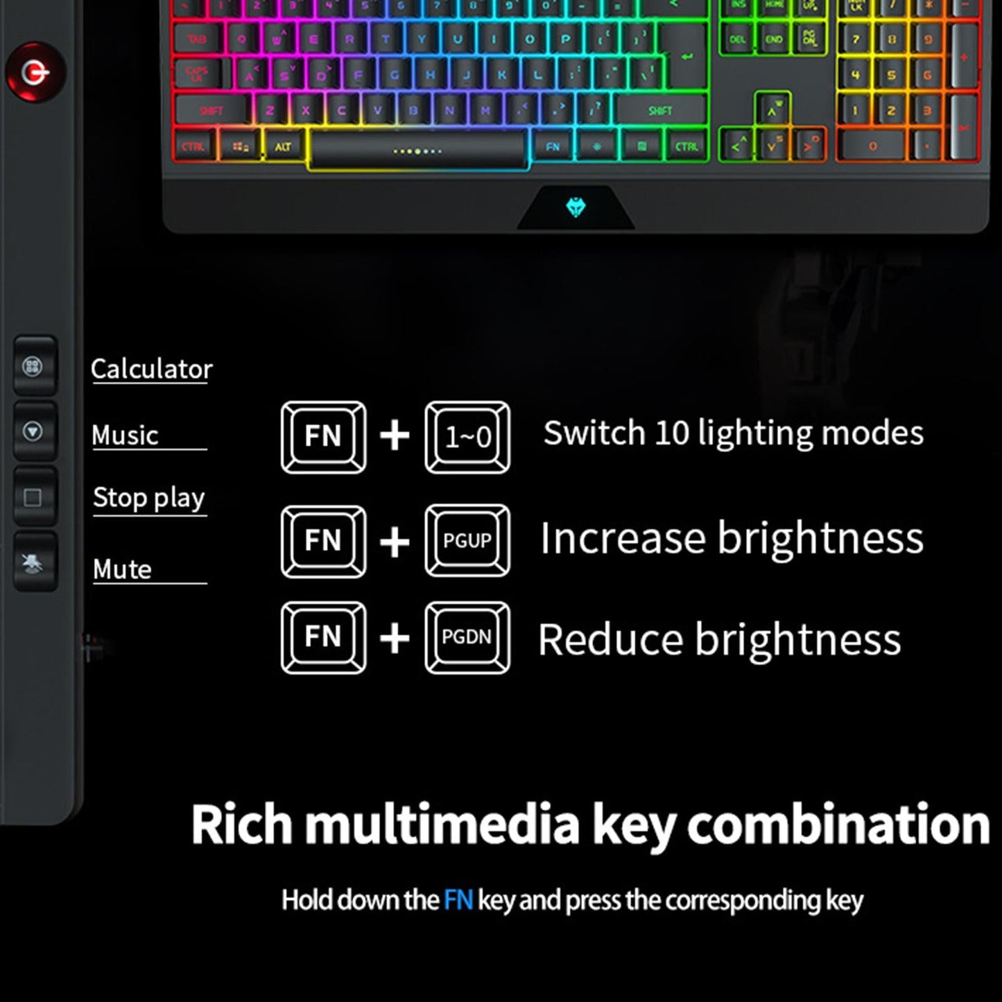 Gaming Keyboard and Mouse Set Standard Adjustable for Gamer Desktop Black