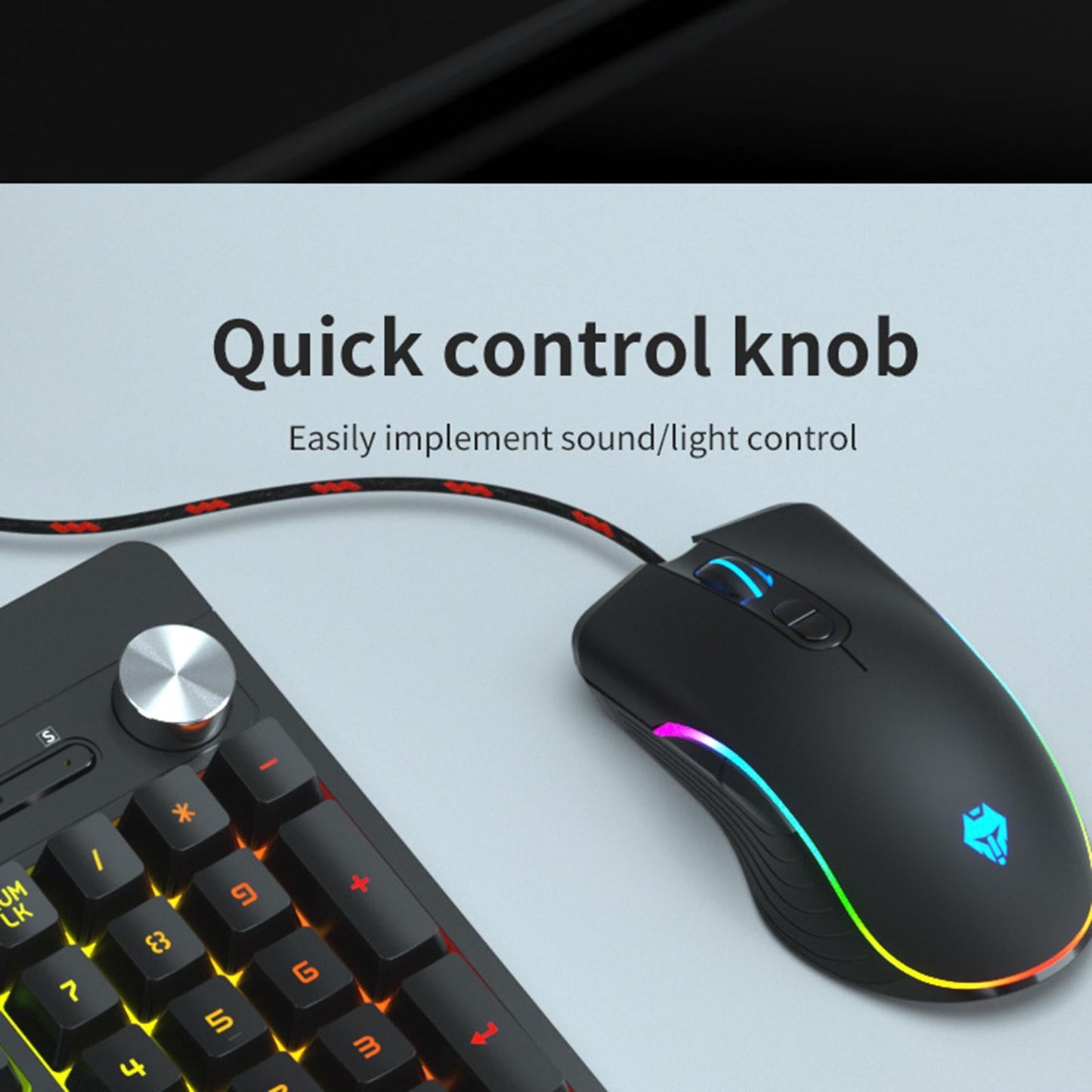 Gaming Keyboard and Mouse Set Standard Adjustable for Gamer Desktop Black