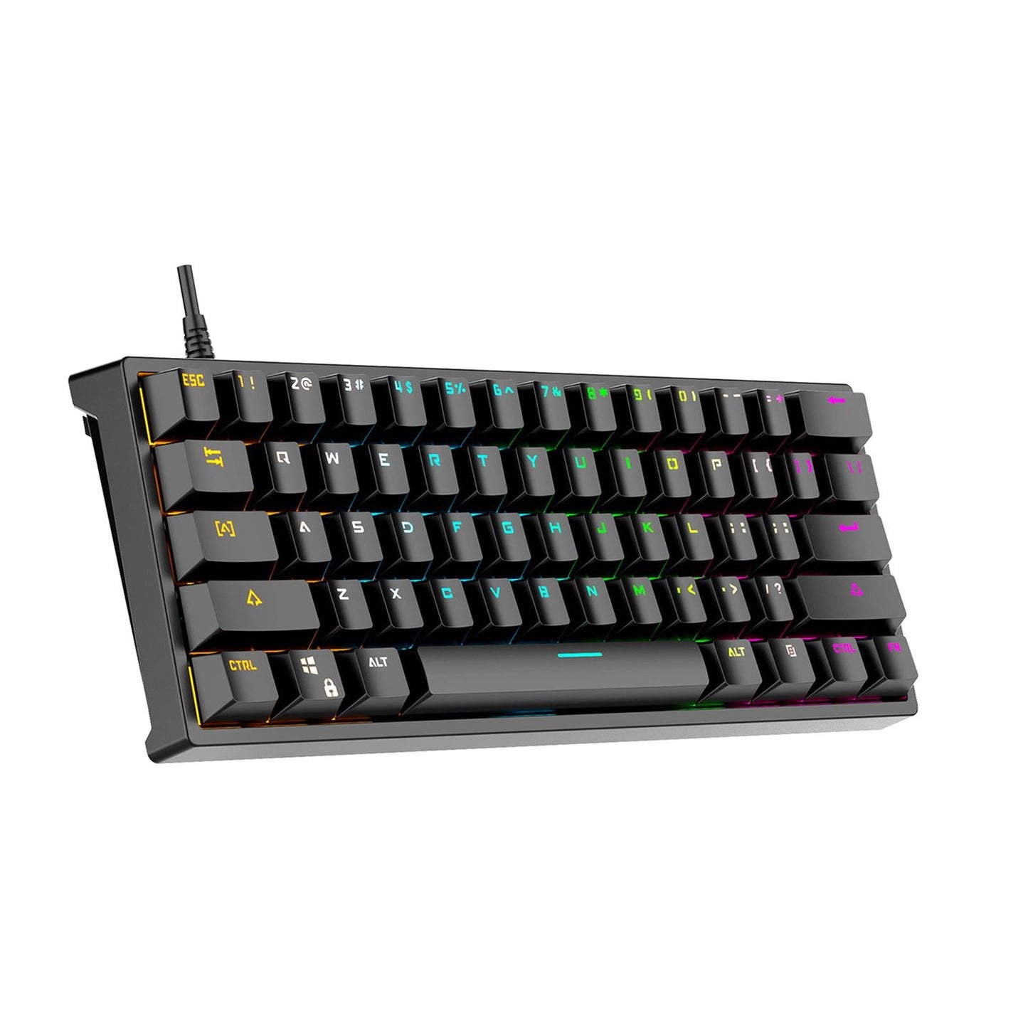 61Keys Mechanical Gaming Keyboard RGB Illuminated Multi Color LED Backlit