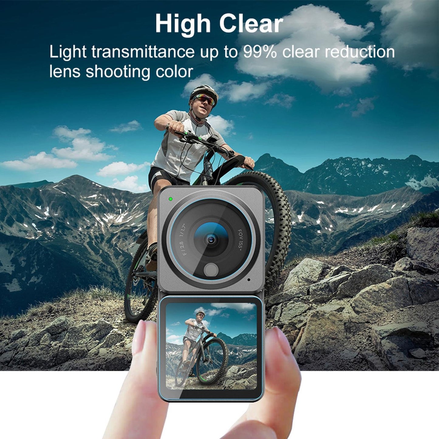 Tempered Glass Screen Protector Film Lens and Dual-Screen for DJI Action 2