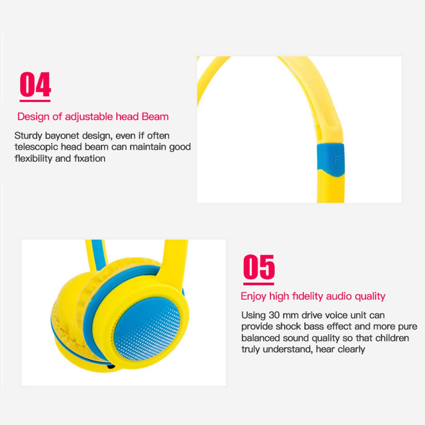 Wired Headphones Kids Headphones Computer Tablet Child Earphone Yellow