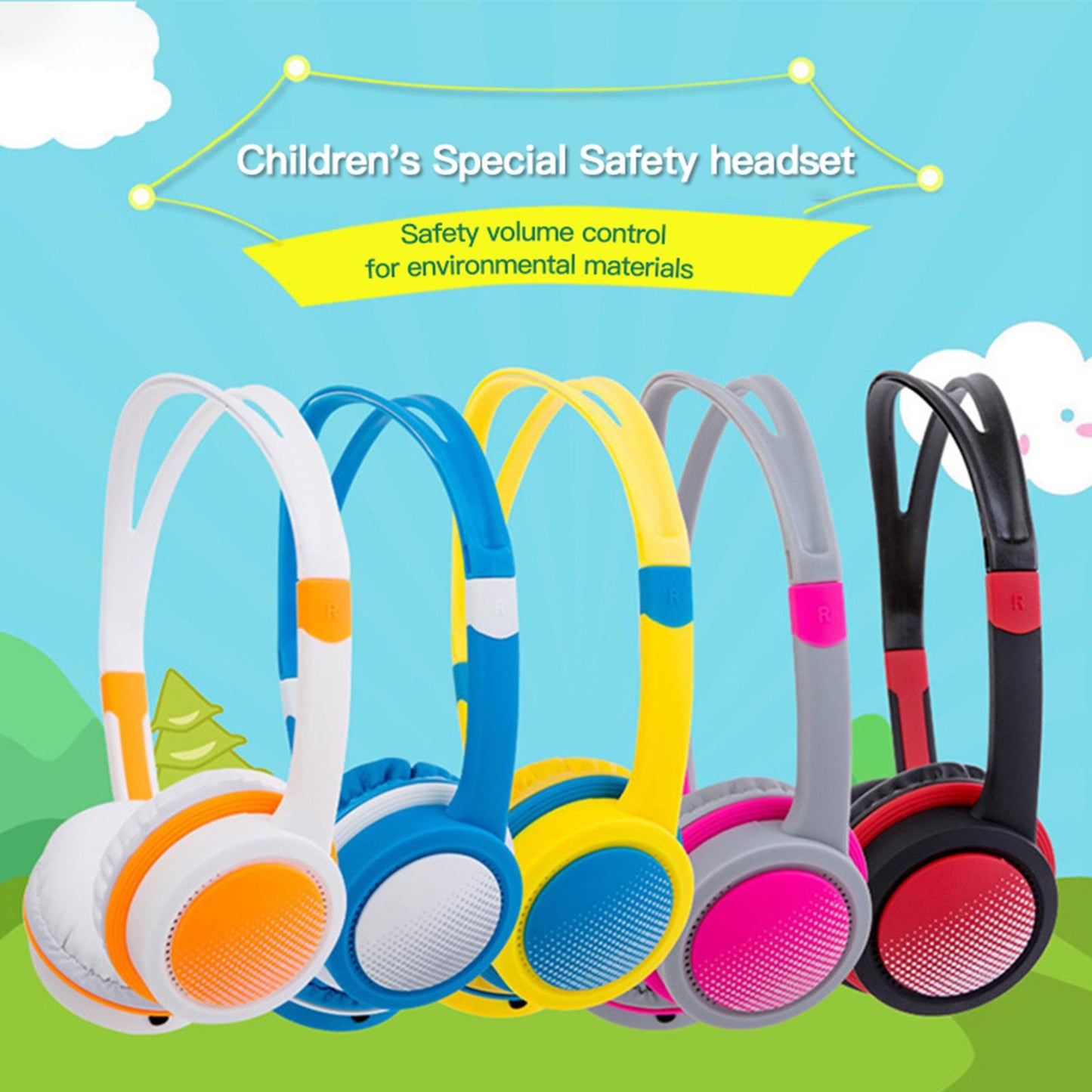 Wired Headphones Kids Headphones Computer Tablet Child Earphone Yellow