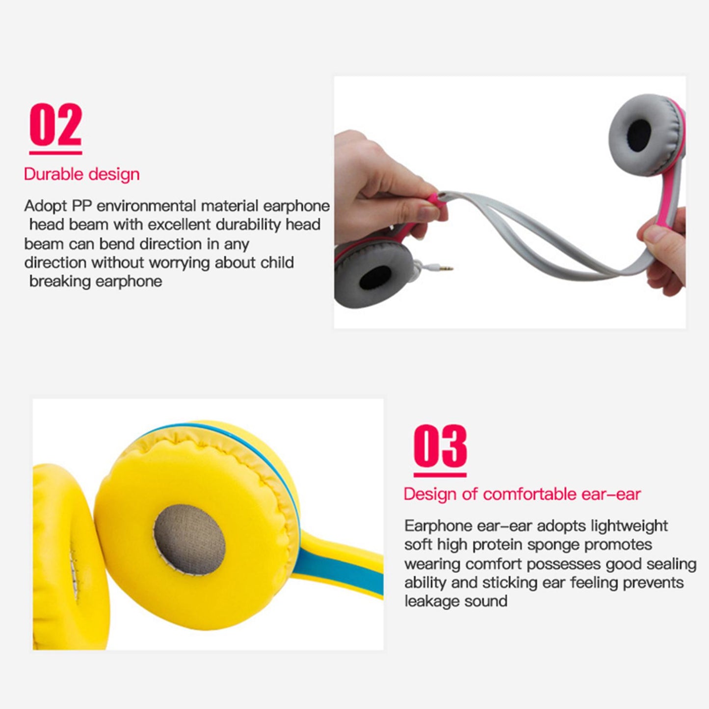 Wired Headphones Kids Headphones Computer Tablet Child Earphone Yellow