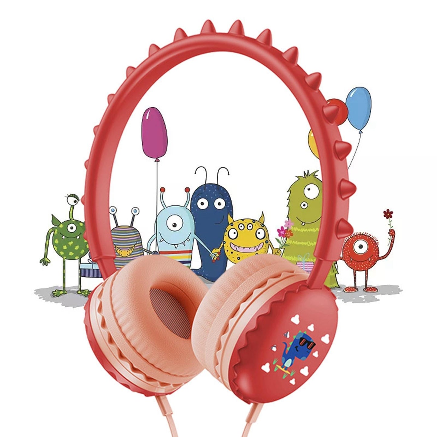 Kids Wired Headphones Over Ear Lightweight Portable for Child red