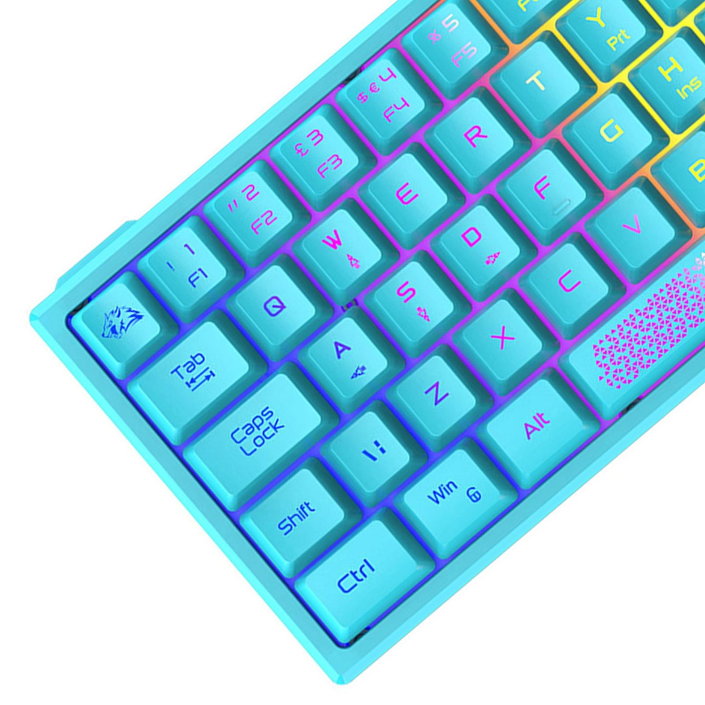 RGB Backlit 62 Key Game Keyboard 60% Layout Wired for Business blue