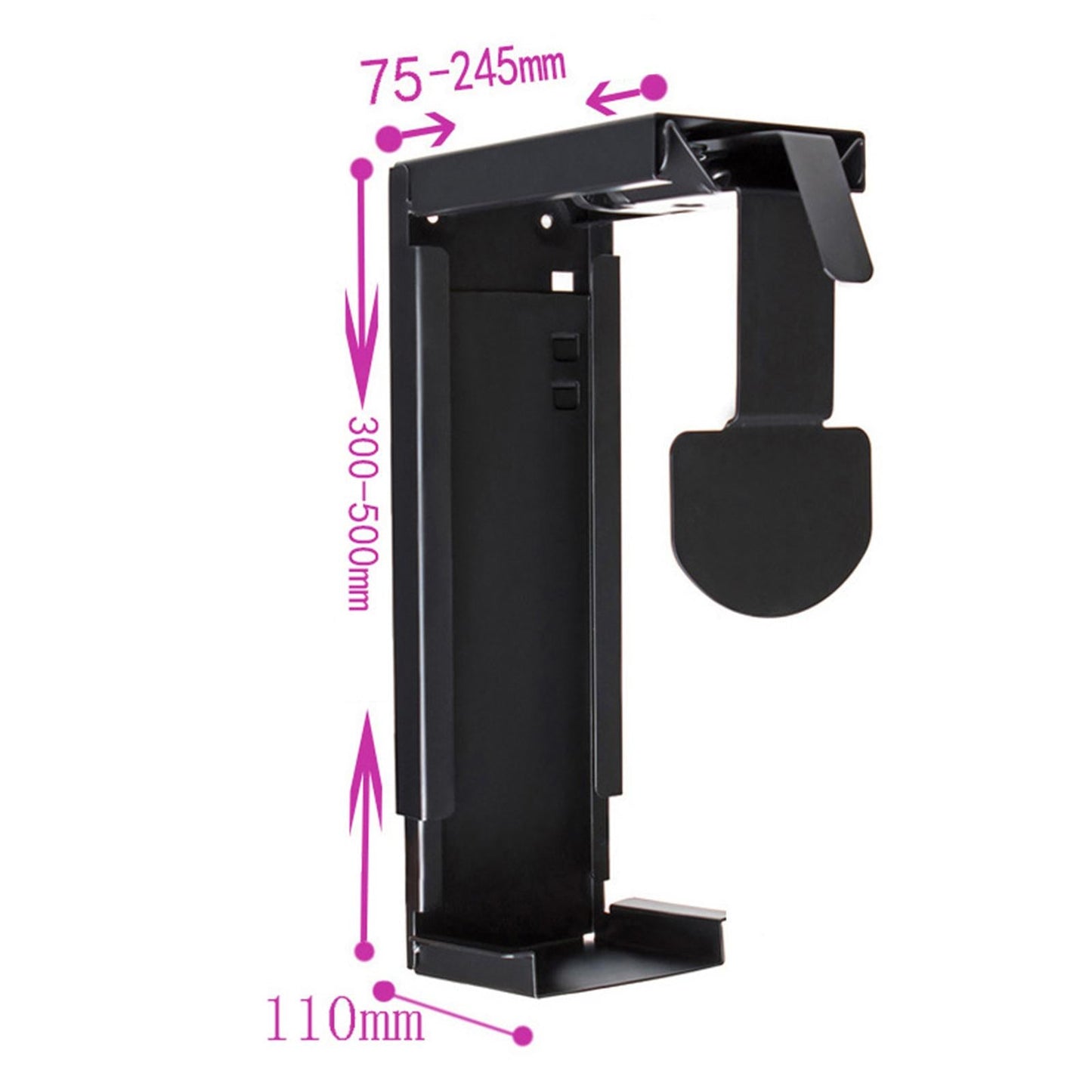 Under Desk Hanging Mainframe Box Hanger Adjustable Holder for Computer White