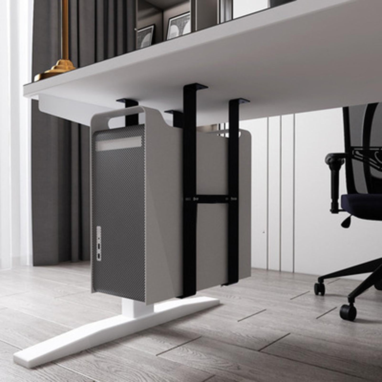 Computer Case Mount Steel Adjustable Under Desk for Office Economy black