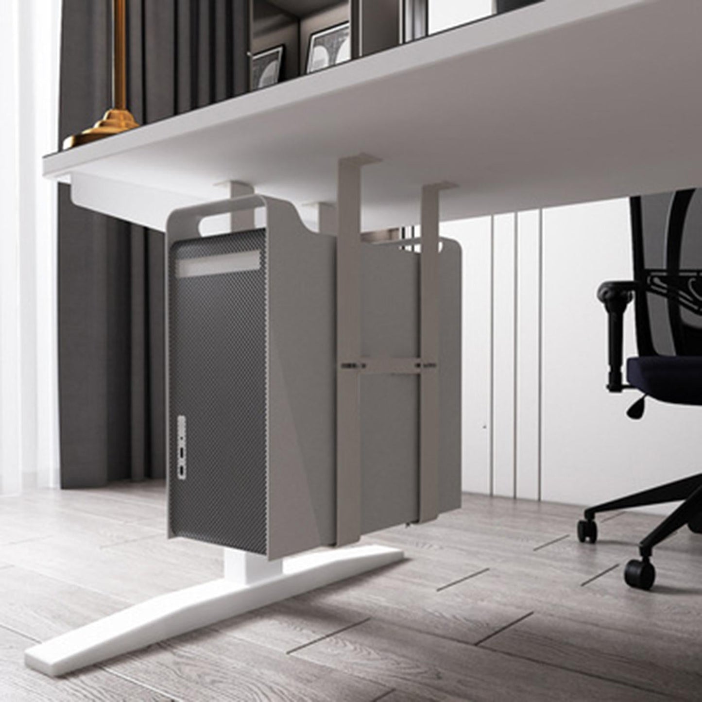 Computer Case Mount Steel Adjustable Under Desk for Office Economy white