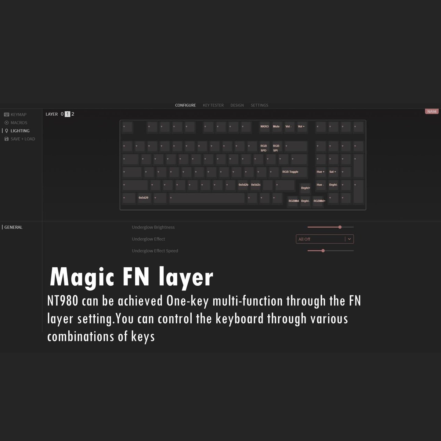 NT980 Hot Swap Mechanical Keyboard Kit RGB Light Transparent White