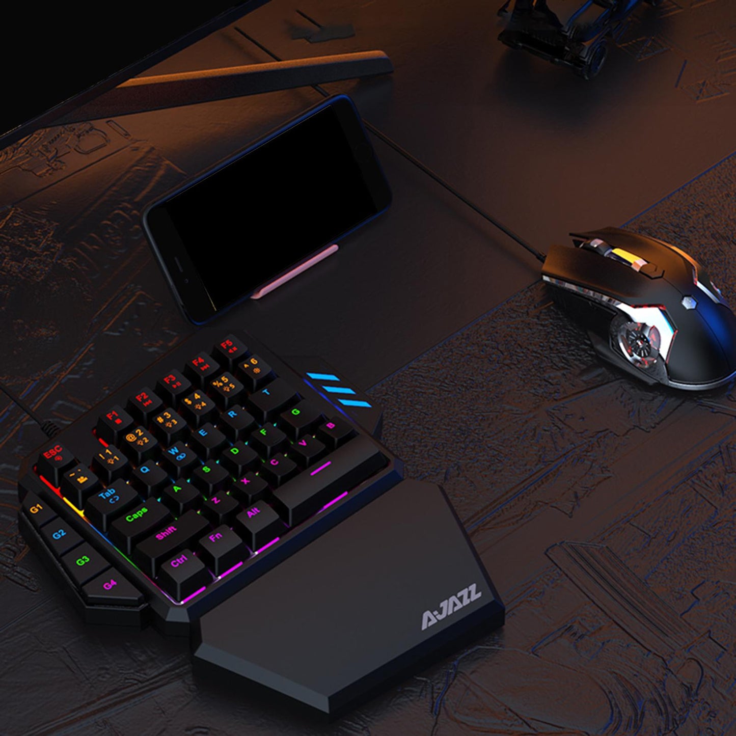 One-Handed Keyboard Wired Gamers 39 Keys Ergonomic PC Laptop Blue Switch