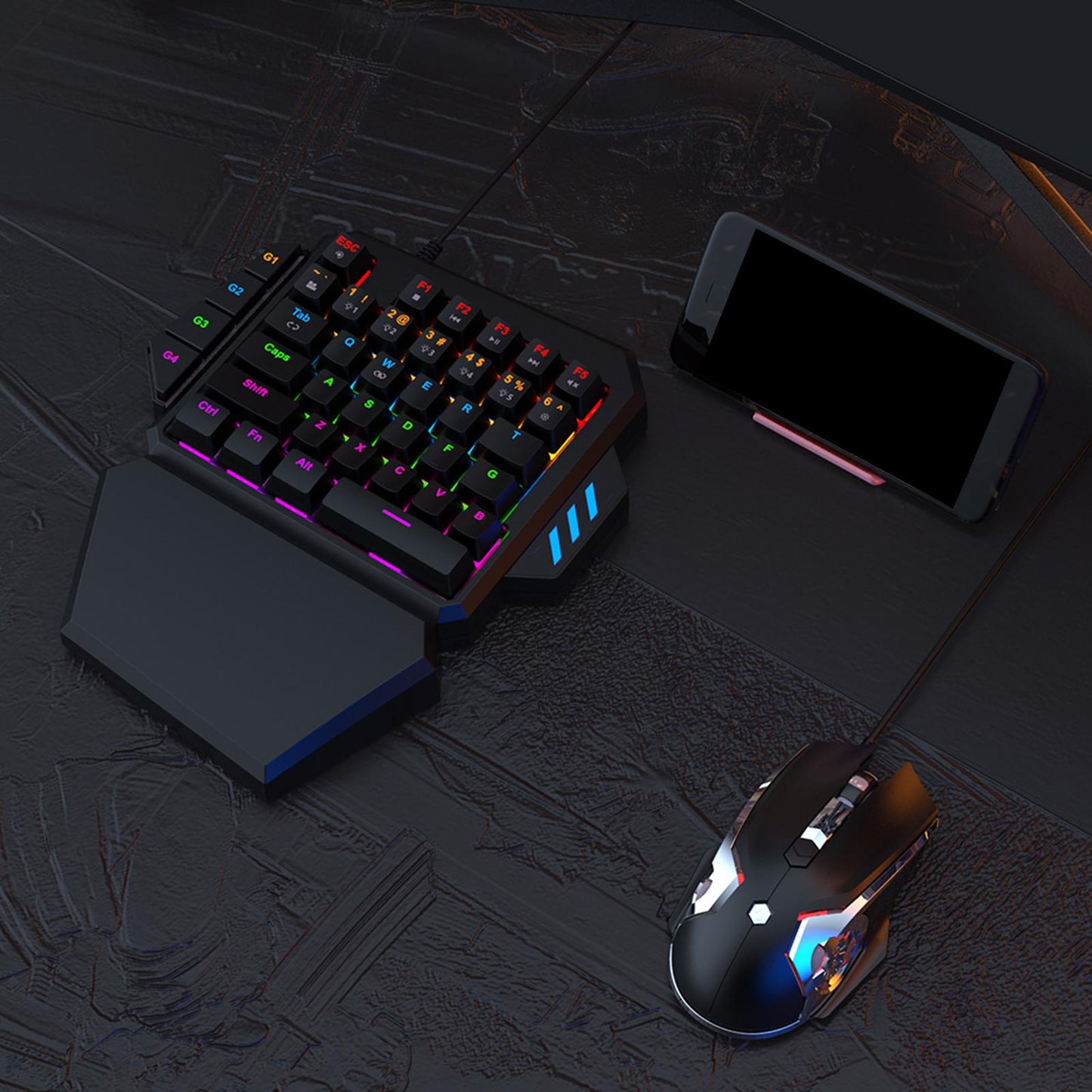 One-Handed Keyboard Wired Gamers 39 Keys Ergonomic PC Laptop Blue Switch