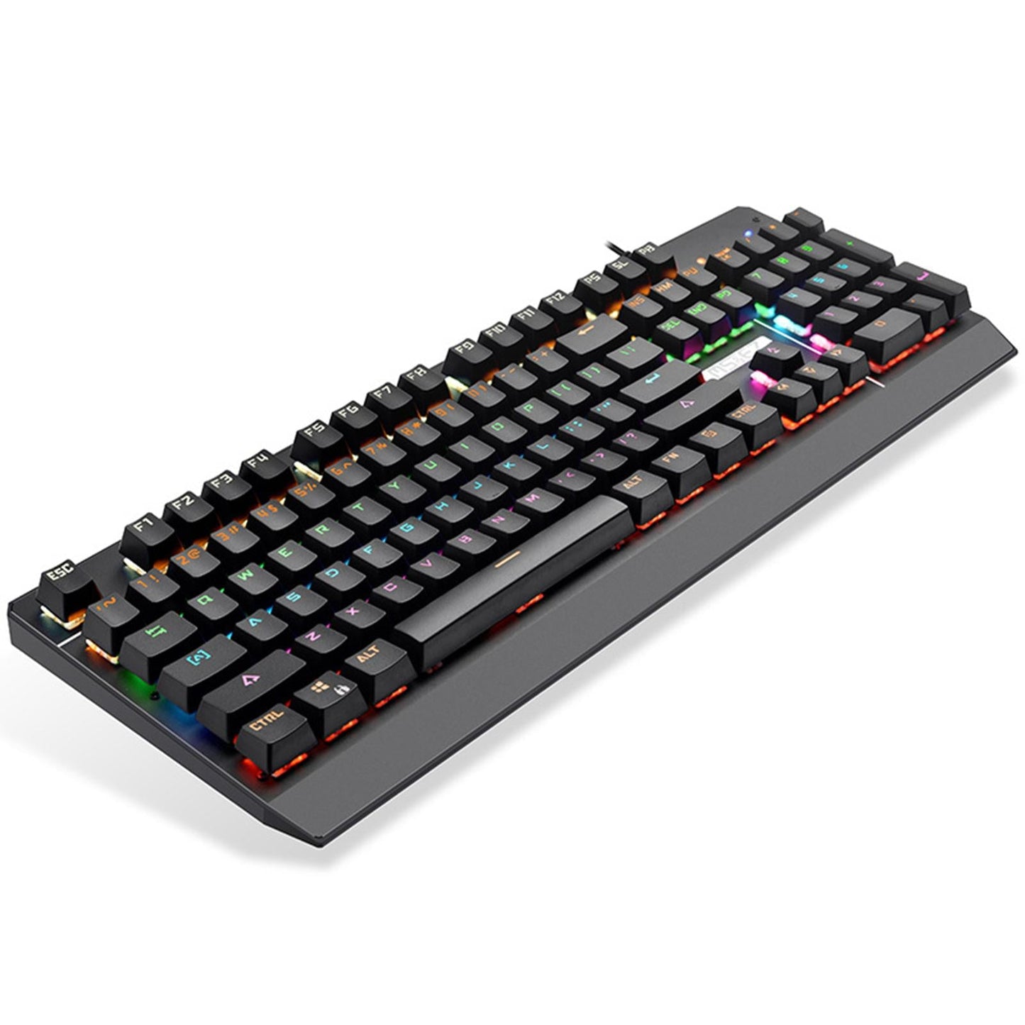 Mechanical Gaming Keyboard RGB Backlit 104 Keys for PC Black Square Keycap