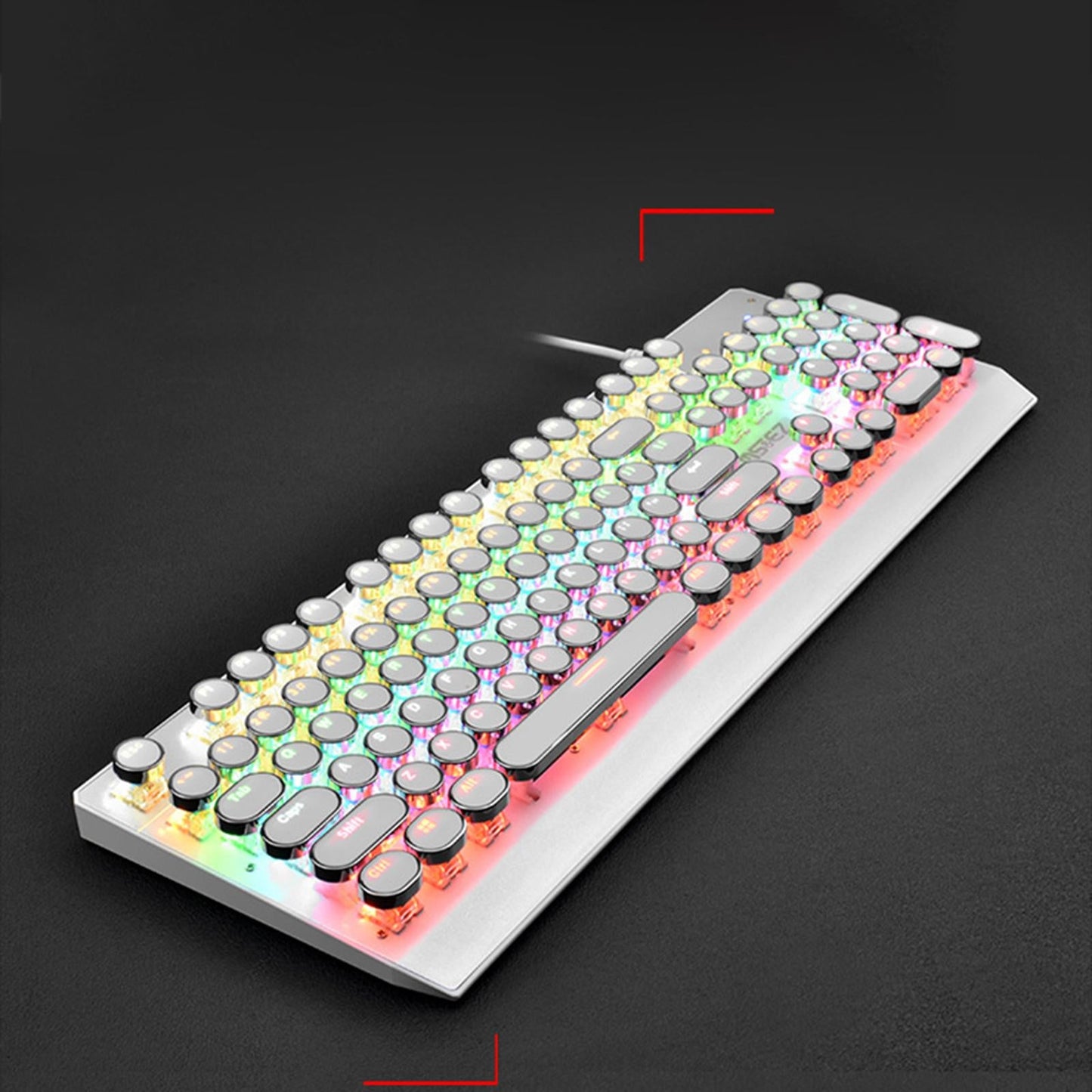 Mechanical Gaming Keyboard RGB Backlit 104 Keys for PC Black Round Keycap