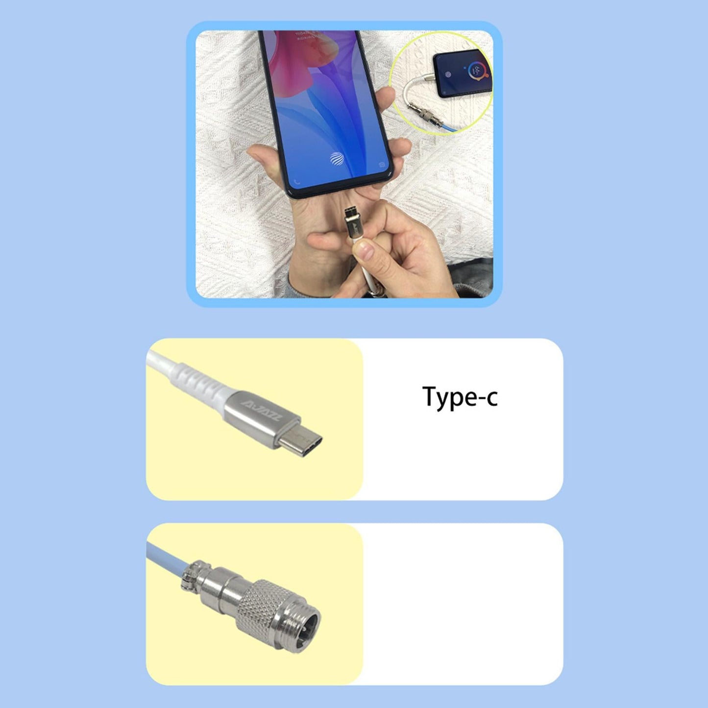 Coiling Spring Spiral Cable Detachable Type-C Cable for Keyboard white pink
