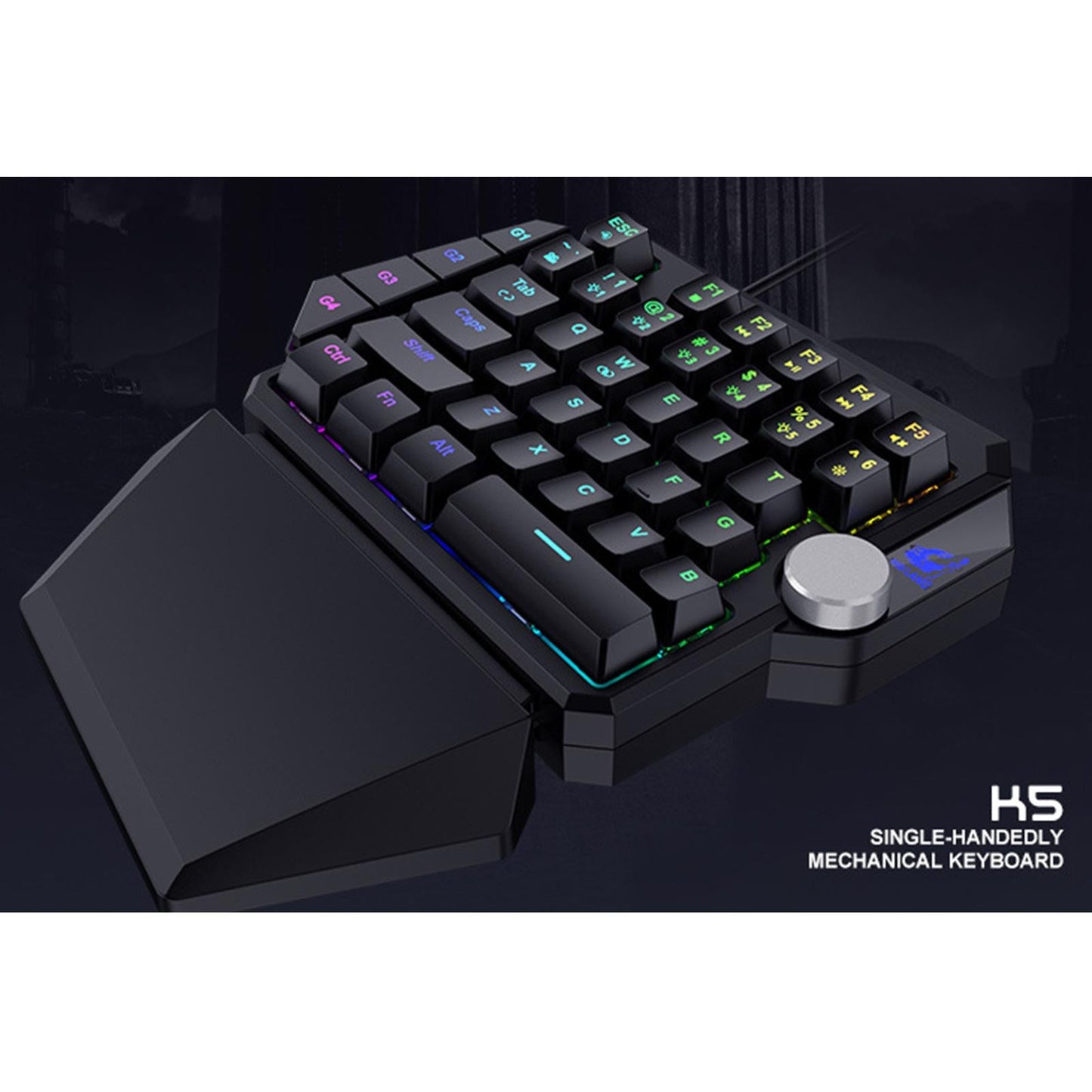 One Hand Mechanical Keyboard Rainbow RGB Backlit Pro 39 Keys for Games