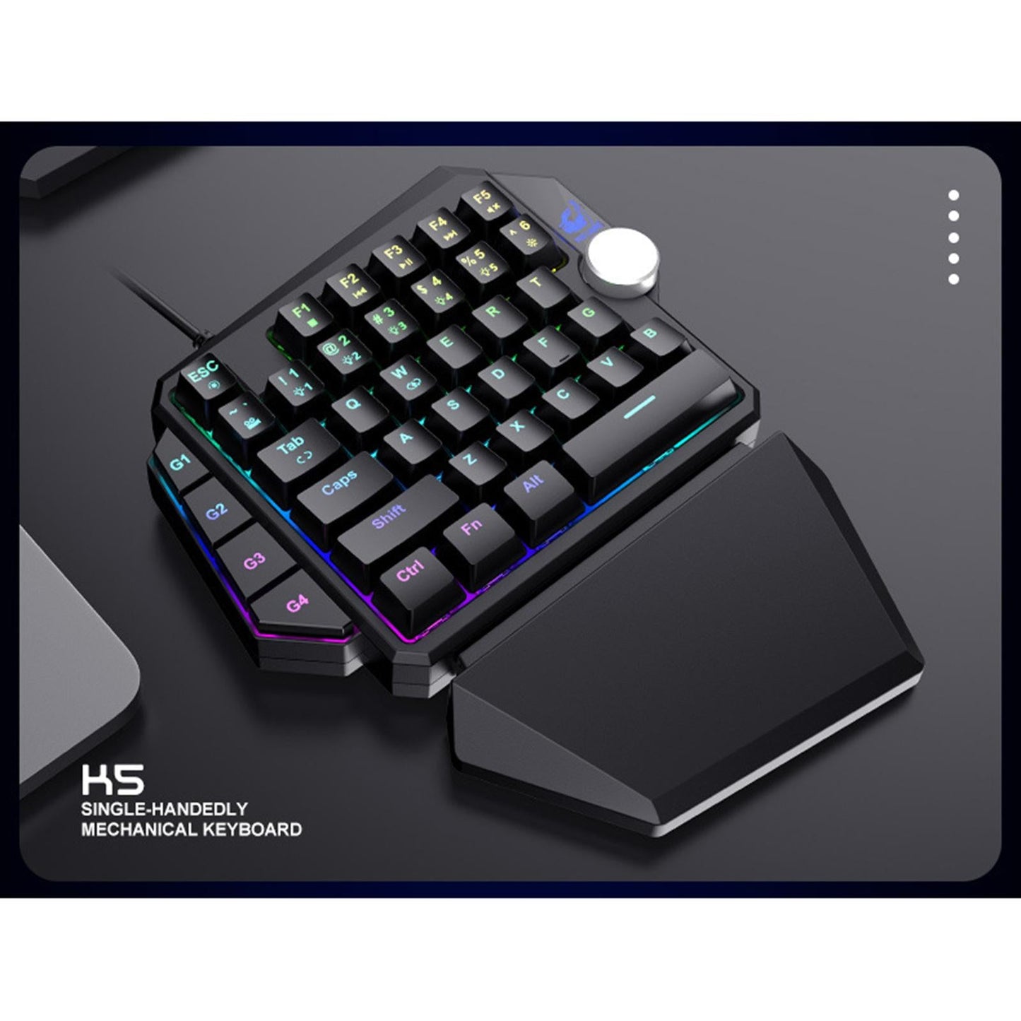 One Hand Mechanical Keyboard Rainbow RGB Backlit Pro 39 Keys for Games