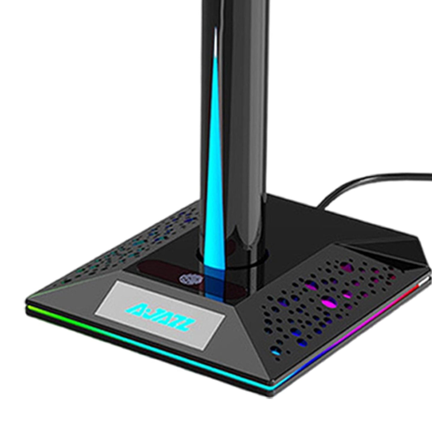 RGB Headphone Stand 2 USB Ports 3.5mm AUX Bse for PC Gaming Headset Black