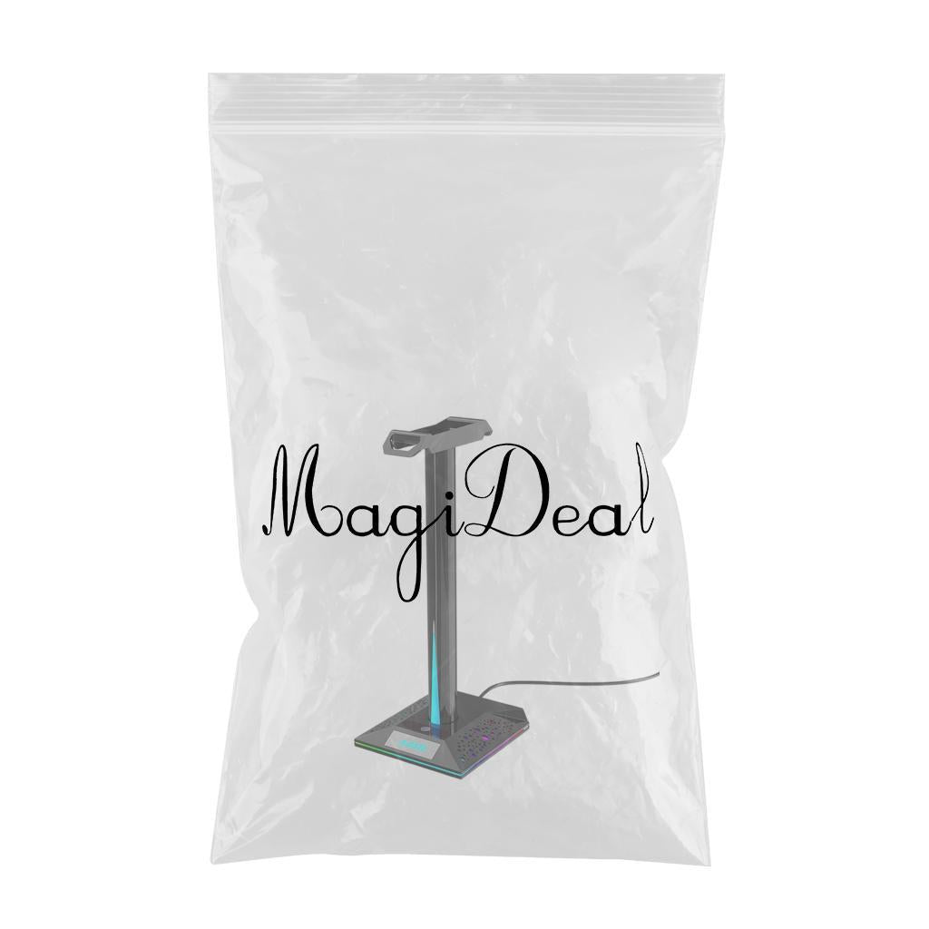 RGB Headphone Stand 2 USB Ports 3.5mm AUX Bse for PC Gaming Headset Black