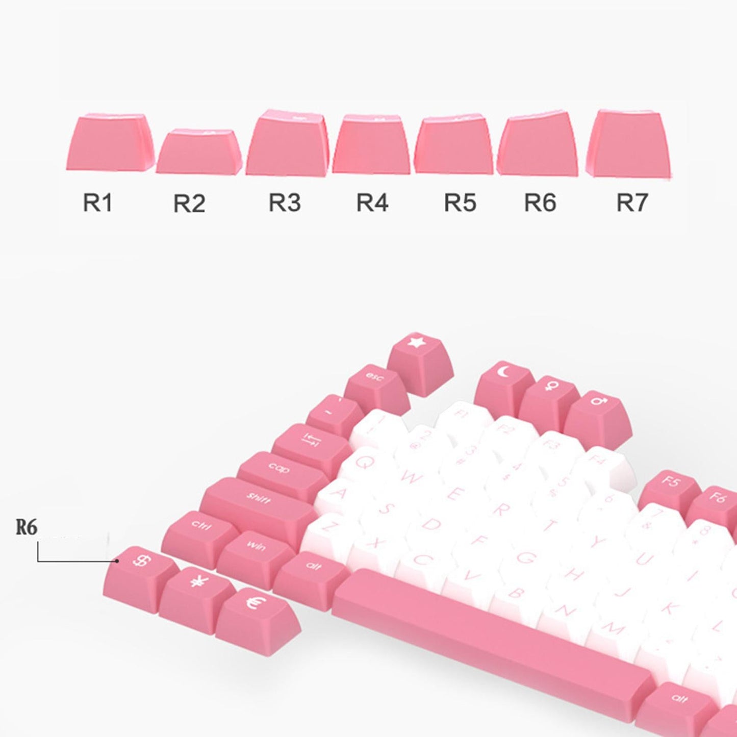 JSA PBT Keycaps Ergonomic Keycap for Mechanical Gaming Keyboards Kitty