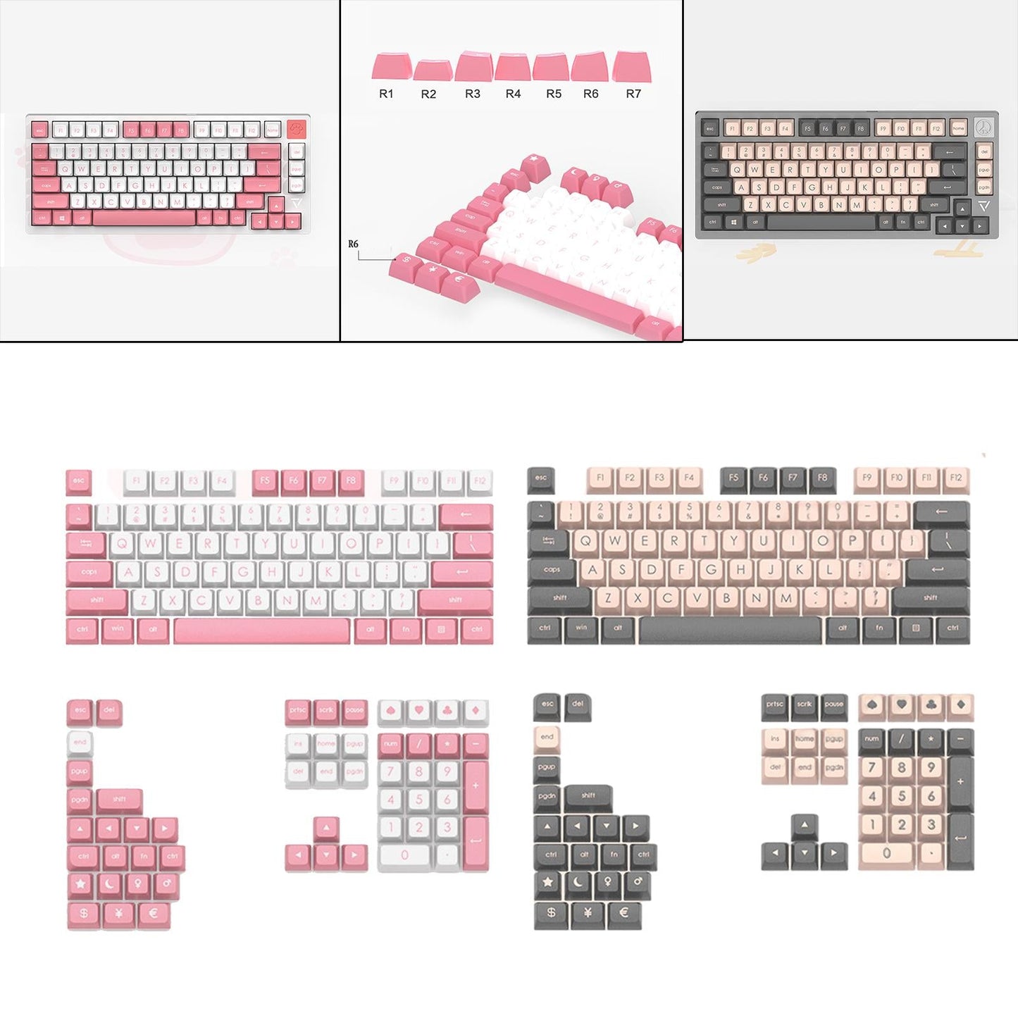 JSA PBT Keycaps Ergonomic Keycap for Mechanical Gaming Keyboards Kitty
