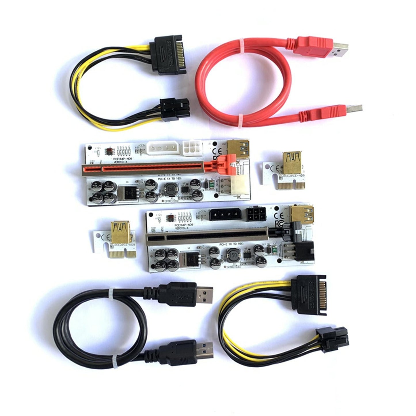 Ver010-X Pci-E Riser Card 1x to 16x Extender GPU Mining Red Without SATA