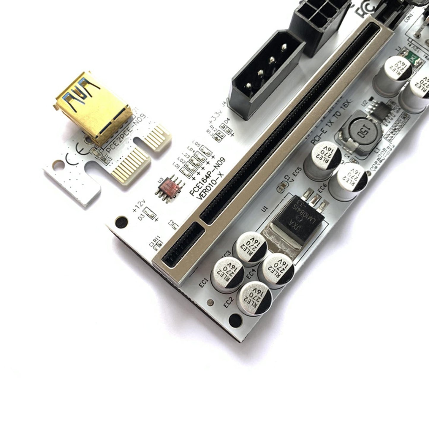 Ver010-X Pci-E Riser Card 1x to 16x Extender GPU Mining Black Without SATA