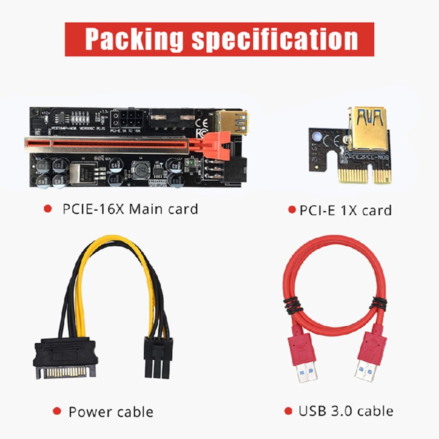 RISERS Card Ver009C Driver-Free for GPU Mining Cable red without light