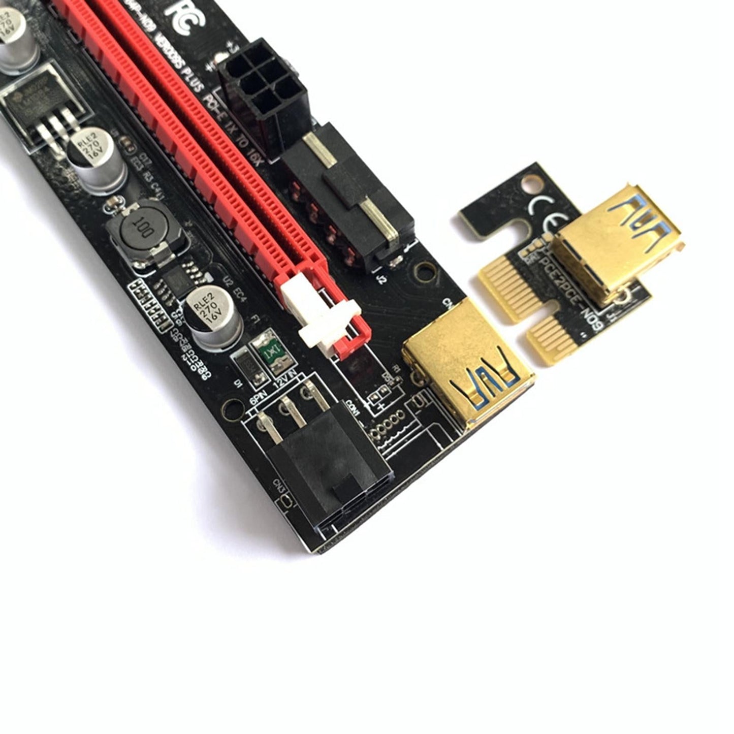 PCIe Riser Adapter Extender Kit 1X-16x USB 3.0 Data Cable Mining Black Cord