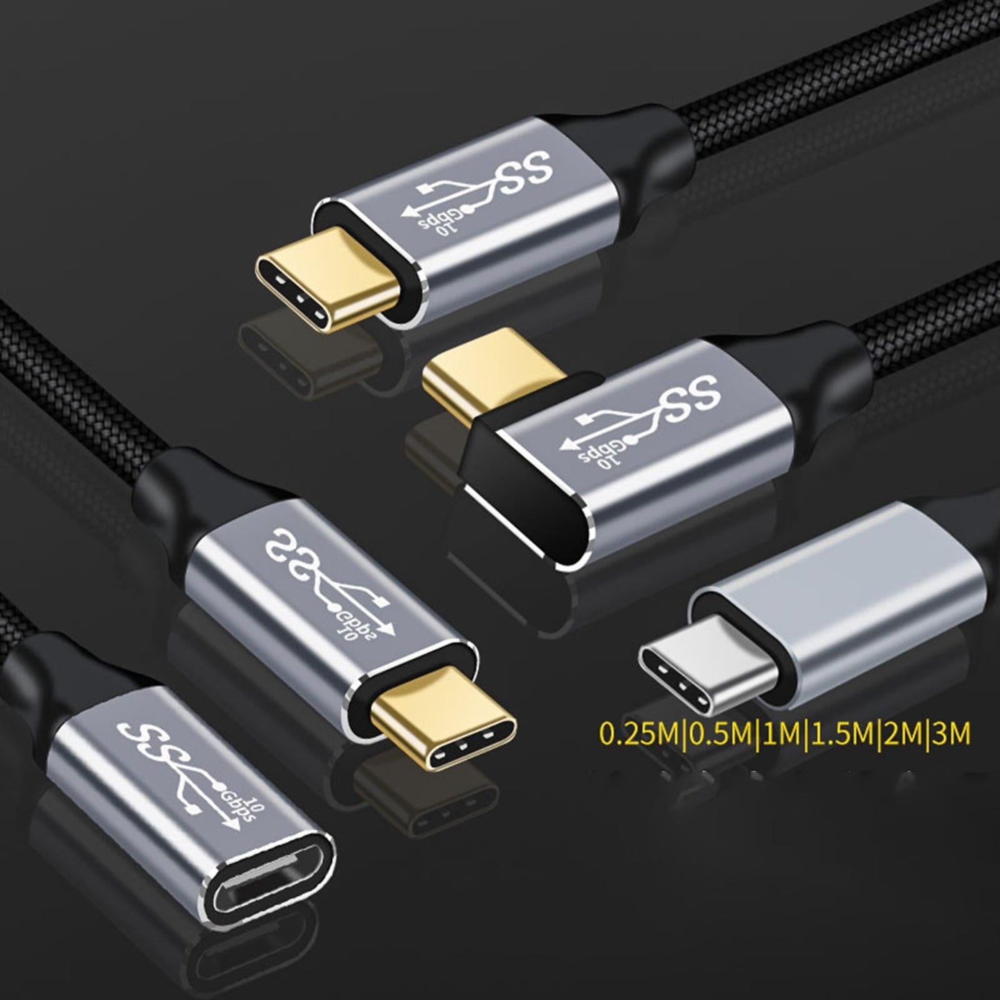 USB C Extension Cable 90 Degree Angled 100W USB 3.1 for Laptops Computer 0.5m