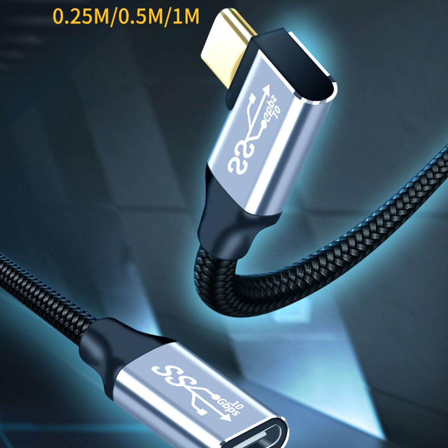 USB C Extension Cable 90 Degree Angled 100W USB 3.1 for Laptops Computer 1m