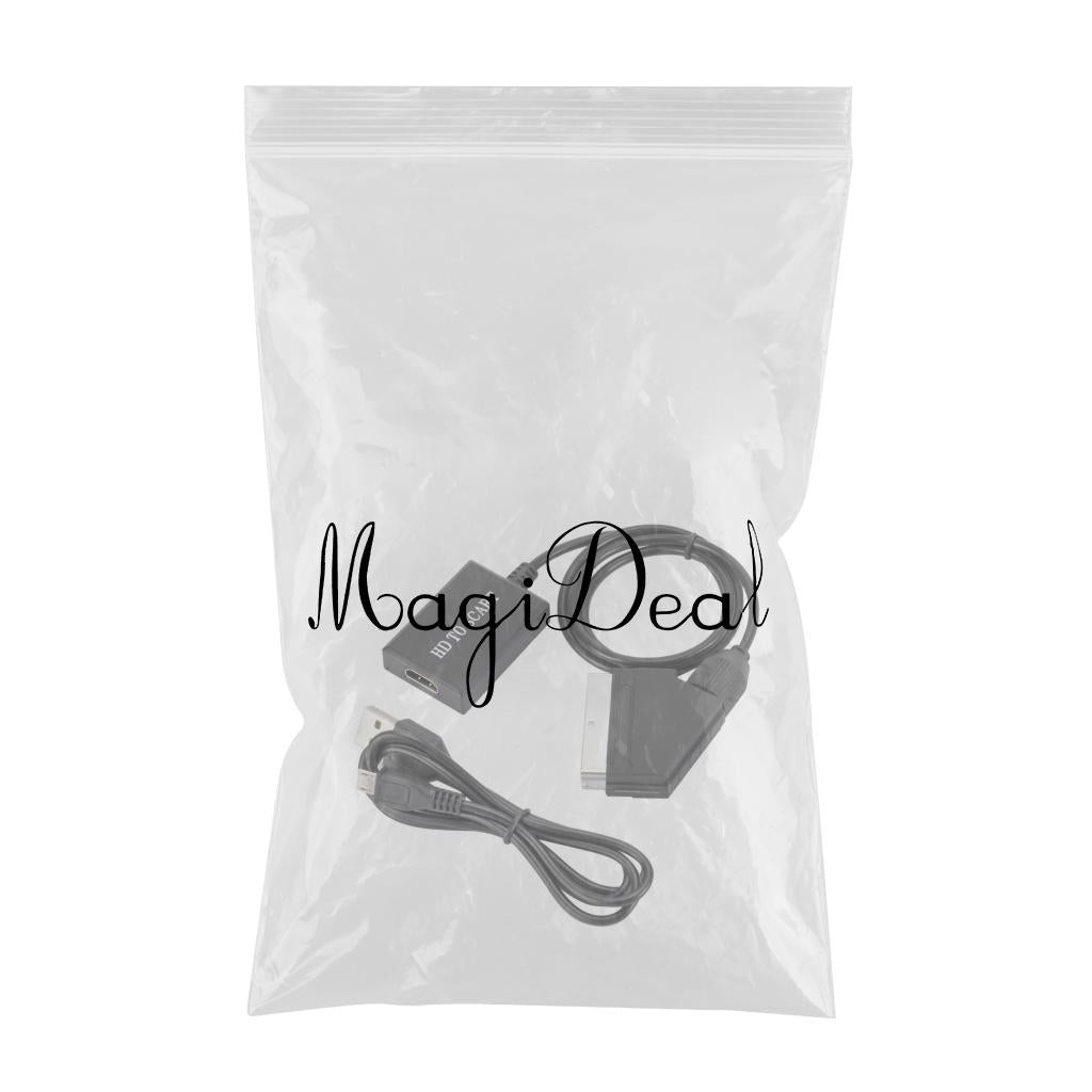 HDMI to SCART Converter 1080P for HD TV STB Sky Crt TVs with USB Power Cable