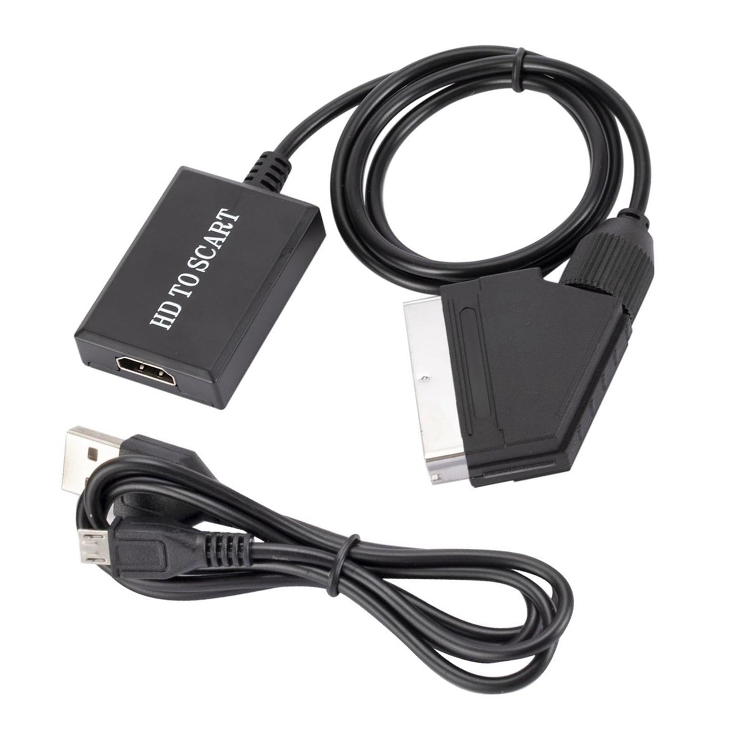 HDMI to SCART Converter 1080P for HD TV STB Sky Crt TVs with USB Power Cable