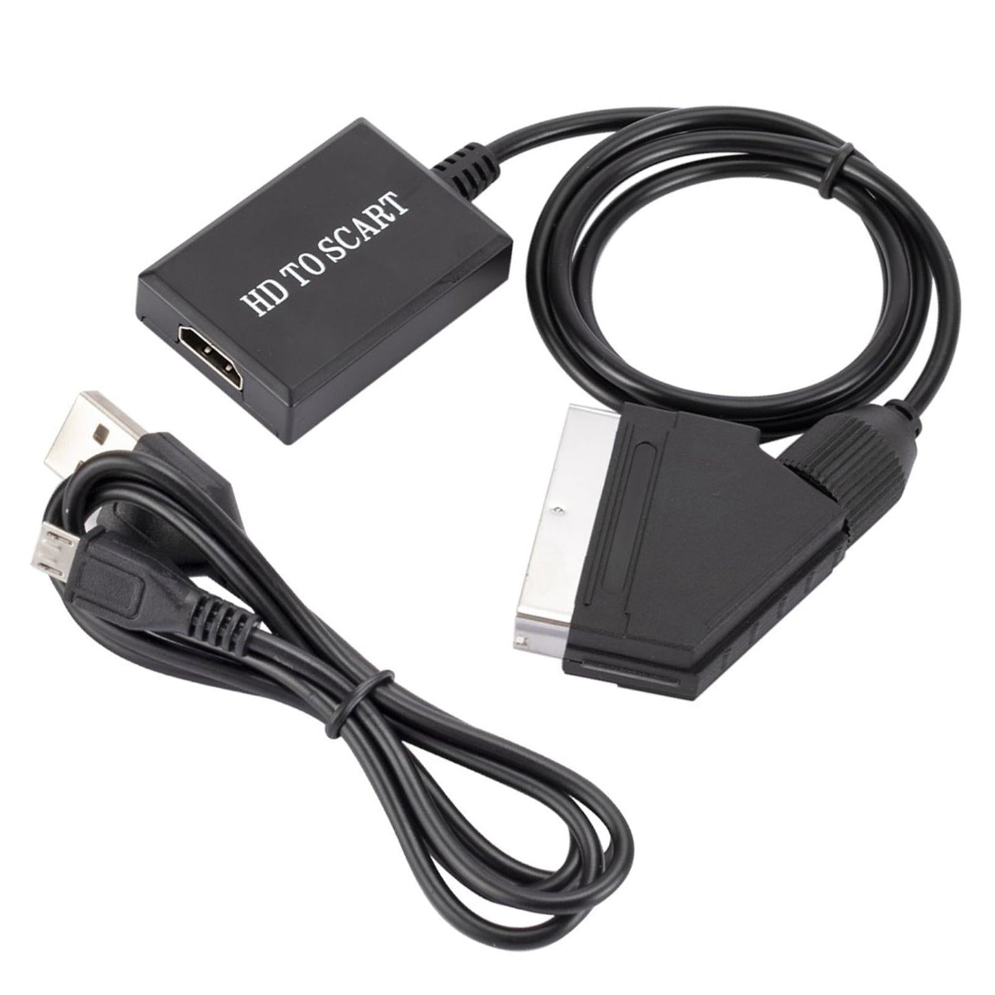 HDMI to SCART Converter 1080P for HD TV STB Sky Crt TVs with USB Power Cable