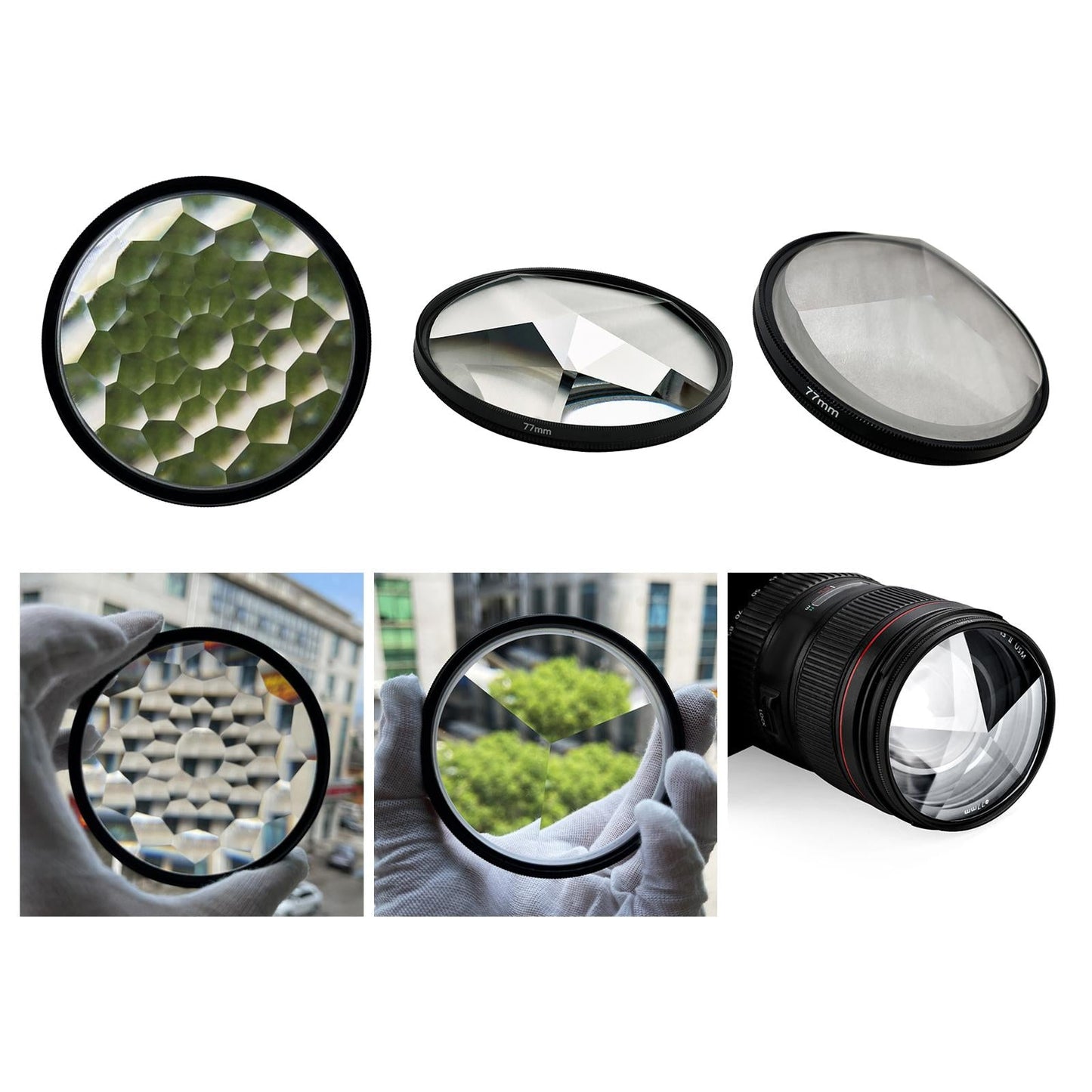 Effect Filter Photography Repeat 77mm Kaleidoscope Prism Tool Multi Faces