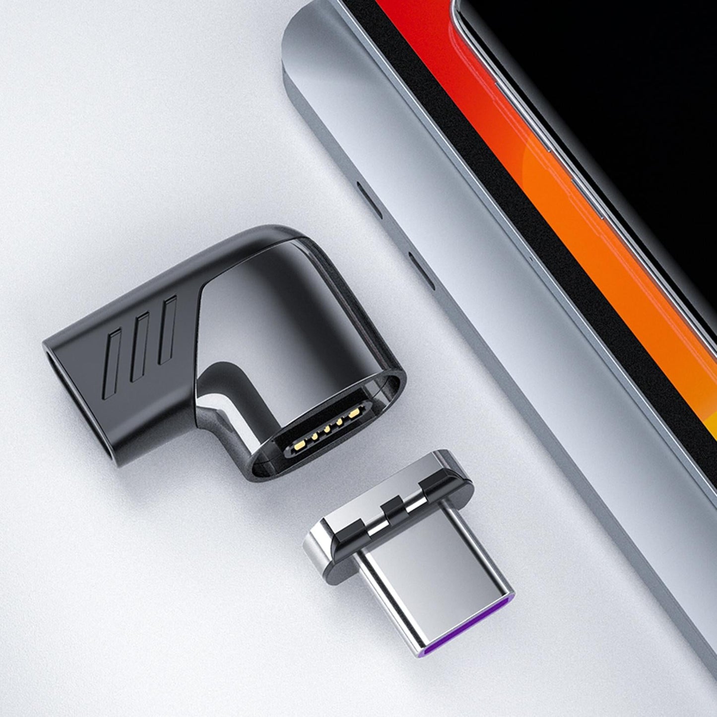 100W 5A USB Type-C Magnet Adapter Charging Cable for Mobile Phones Tablet Black