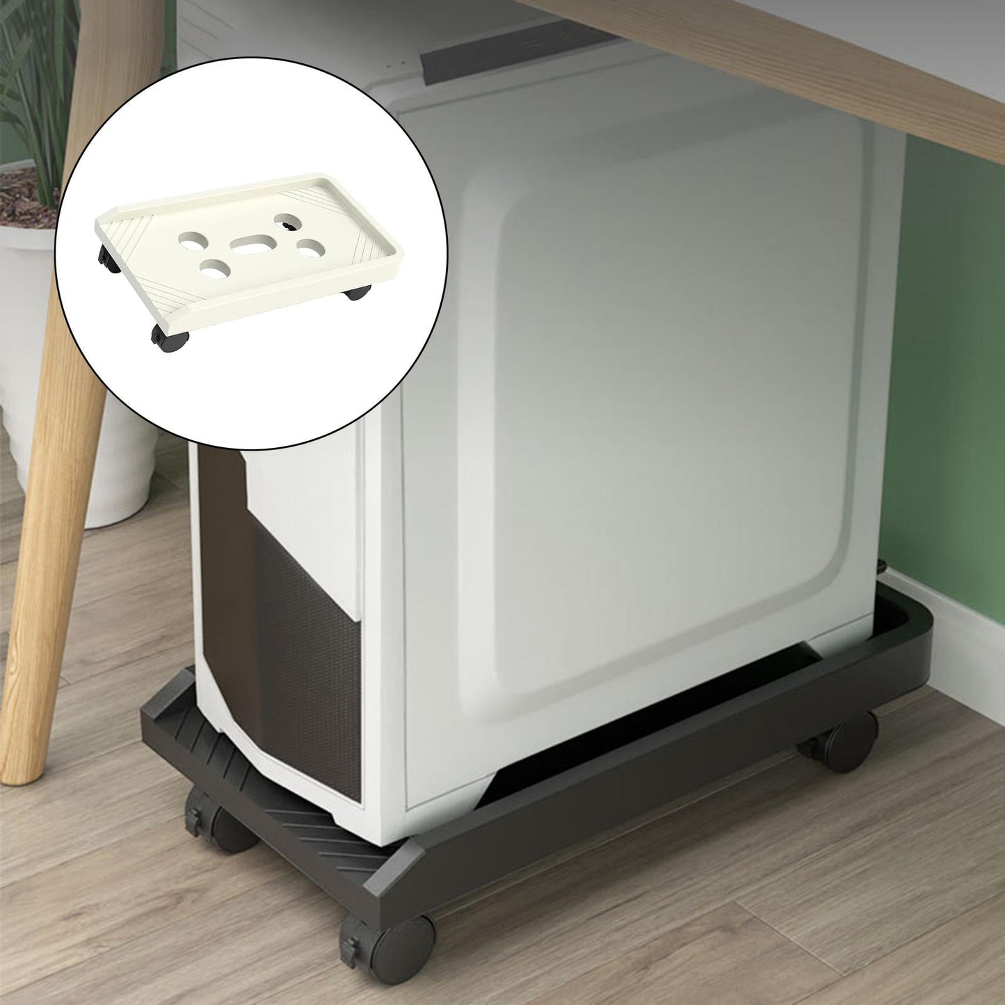 PC CPU Holder Stand Mobile with Wheels Cart for Office Home Under Desk Universal Apricot