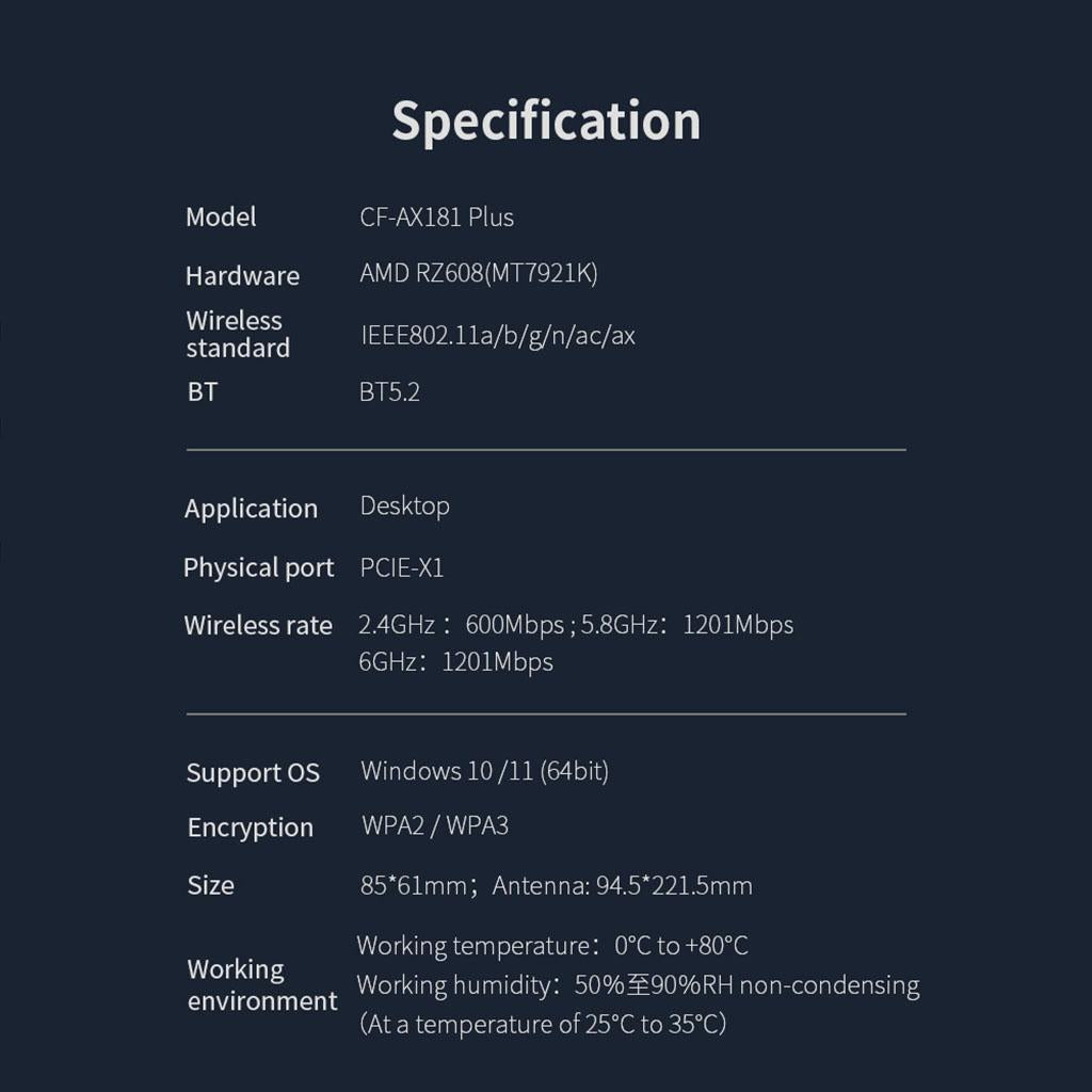 Wi-Fi 6E Card Smart WiFi Router Bluetooth 5.2 3000M Windows10 11 64-Bit