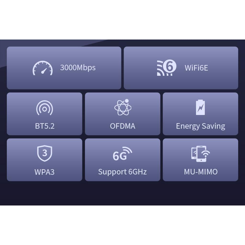 Wi-Fi 6E Card Smart WiFi Router Bluetooth 5.2 3000M Windows10 11 64-Bit